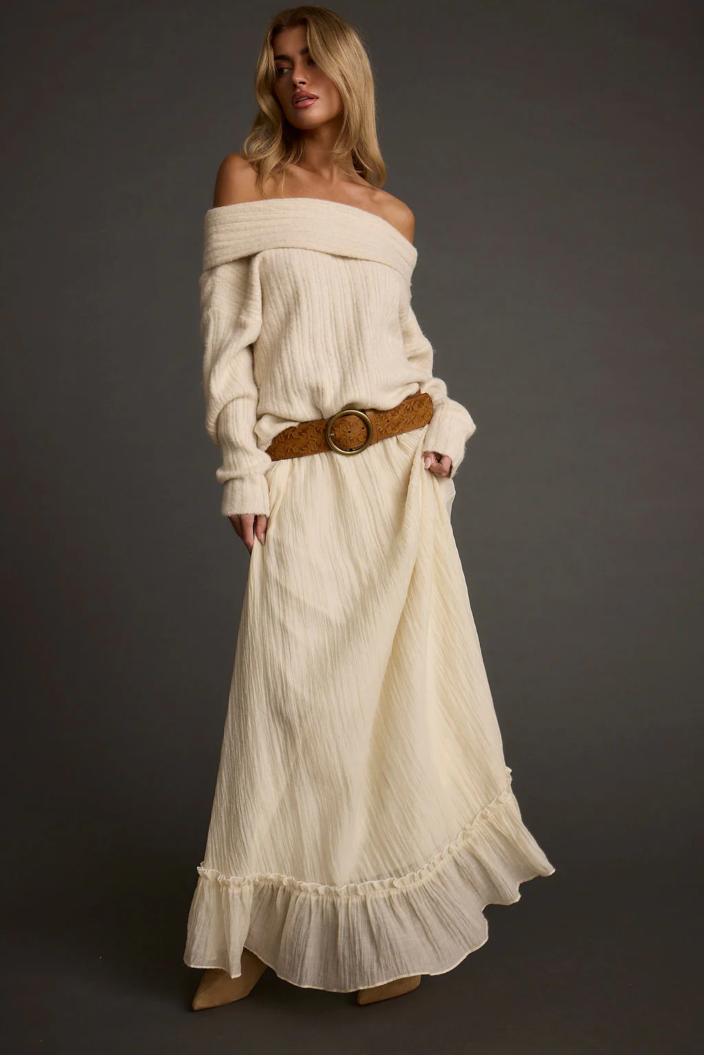 Abbott Light Brown Floral Embossed Belt - Image 4