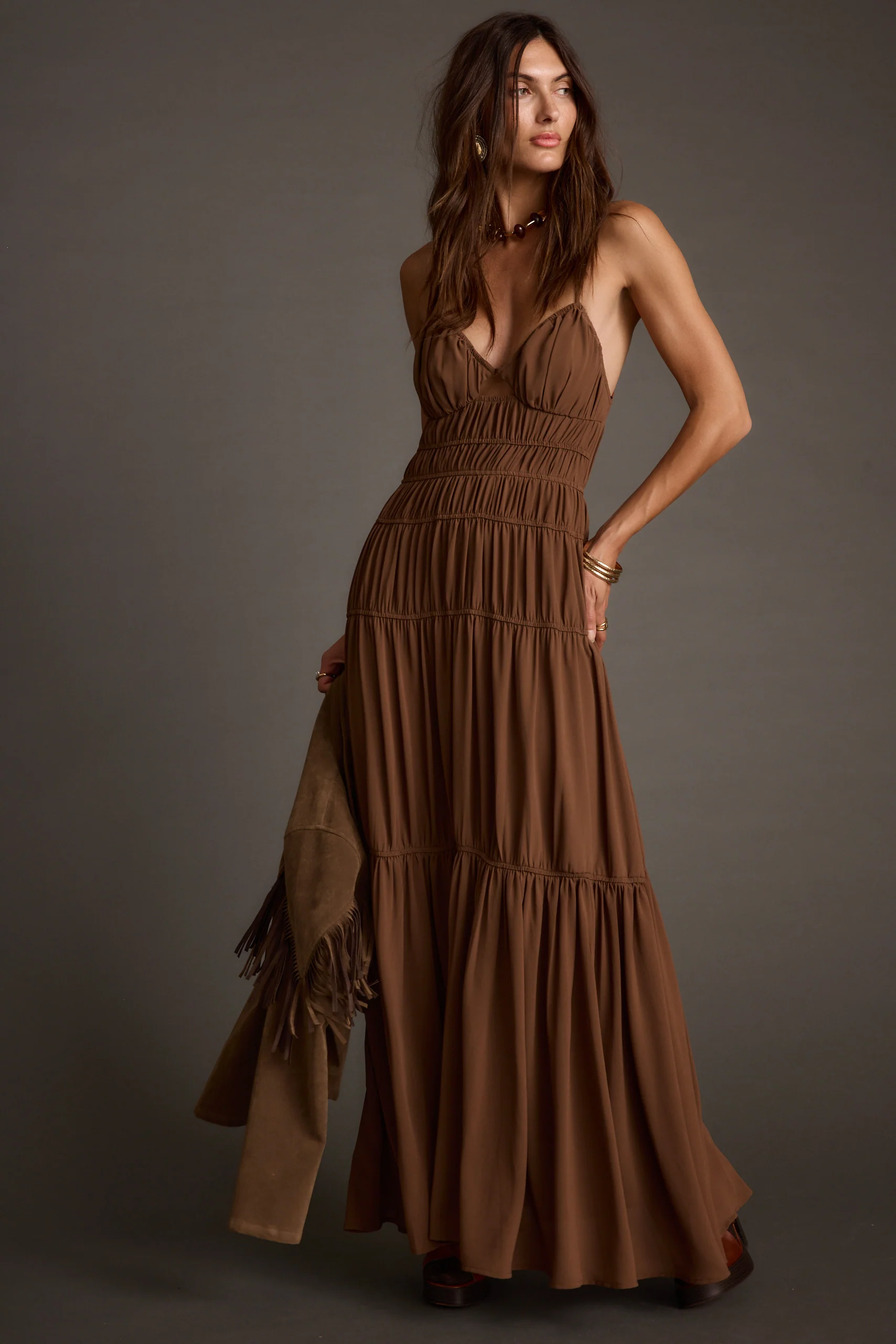 Adelina Mocha Maxi Dress - Image 7