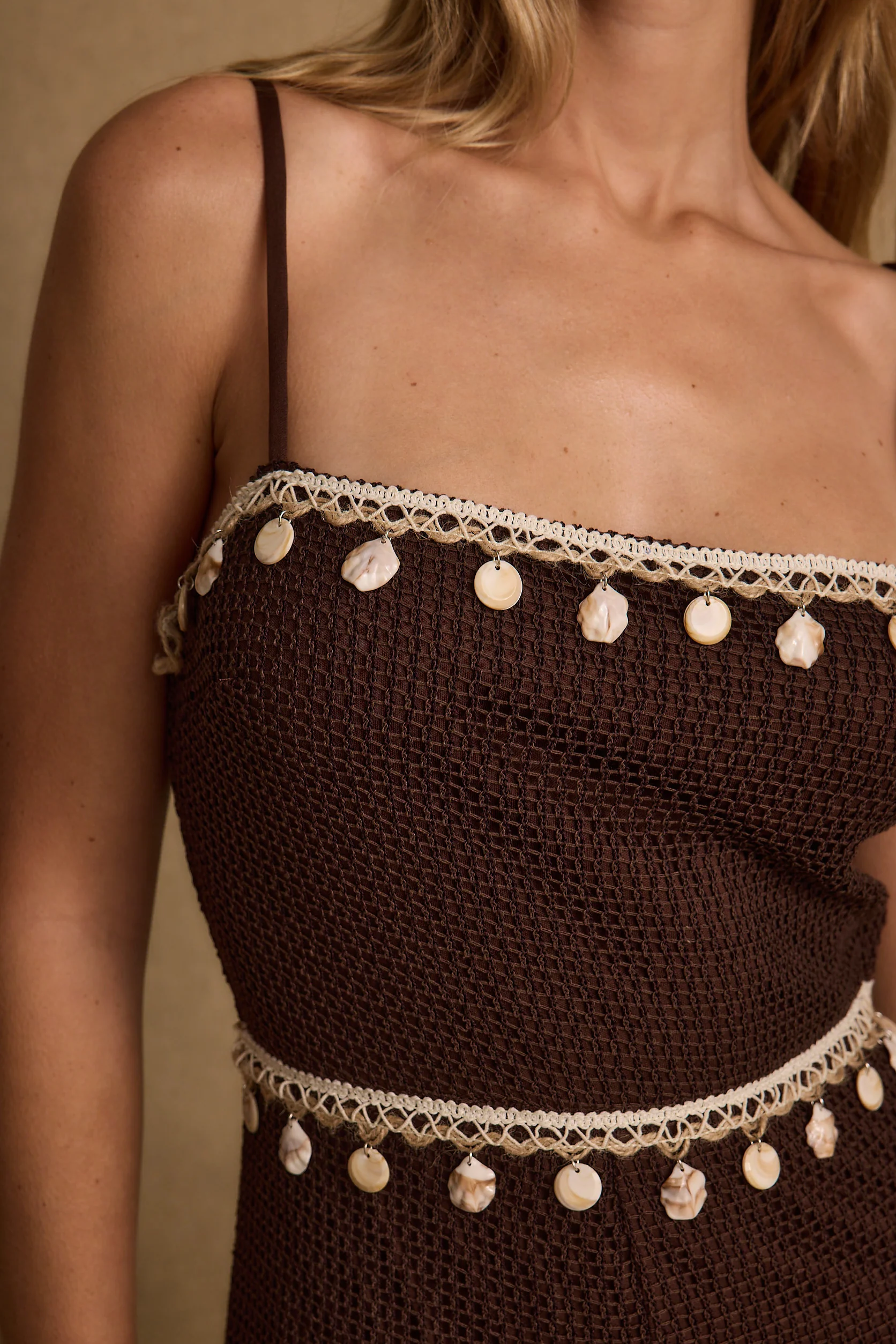Adella Espresso Shell Trimmed Jumpsuit - Image 2