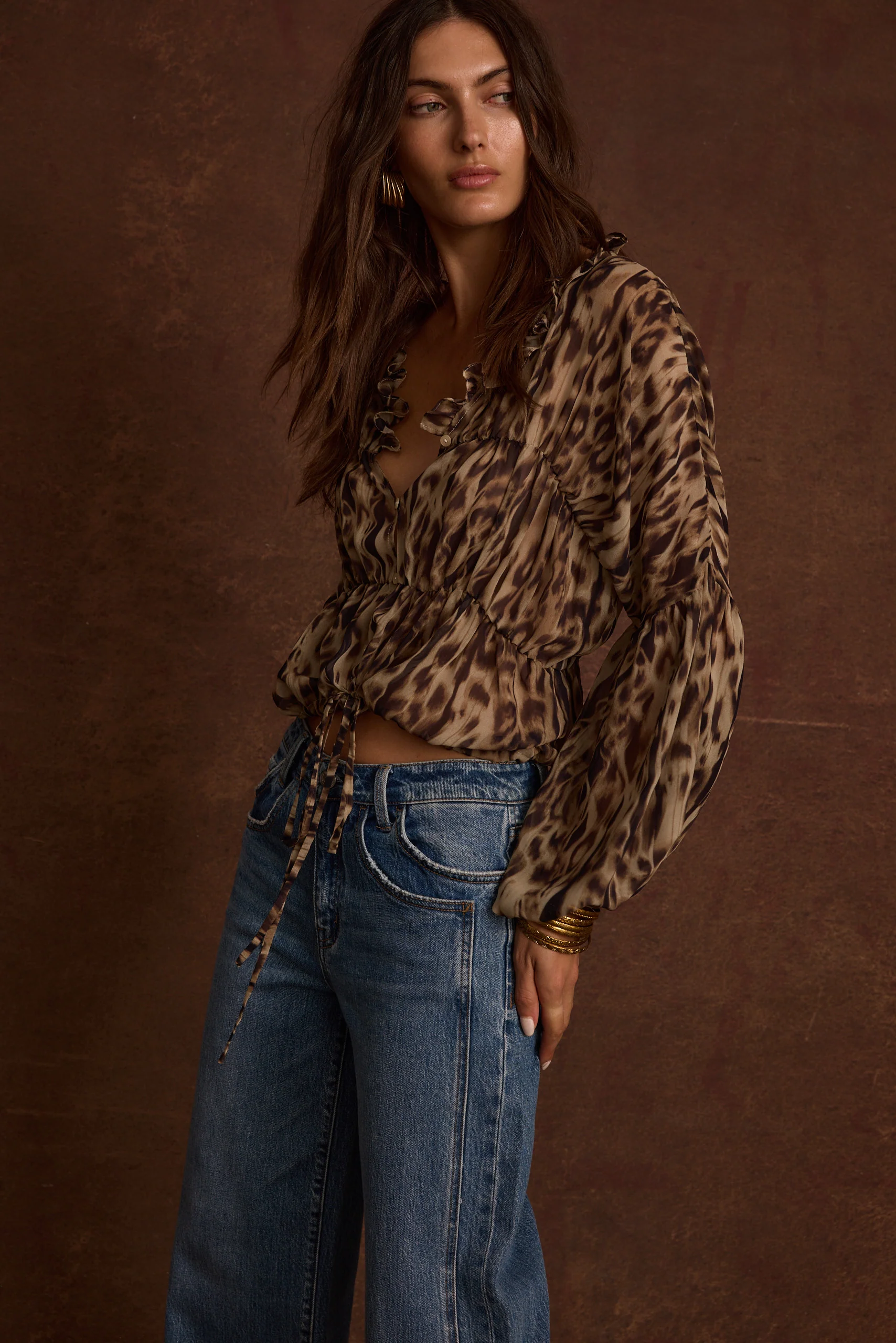 Alba Leopard Chiffon Long Sleeve Blouse - Image 6