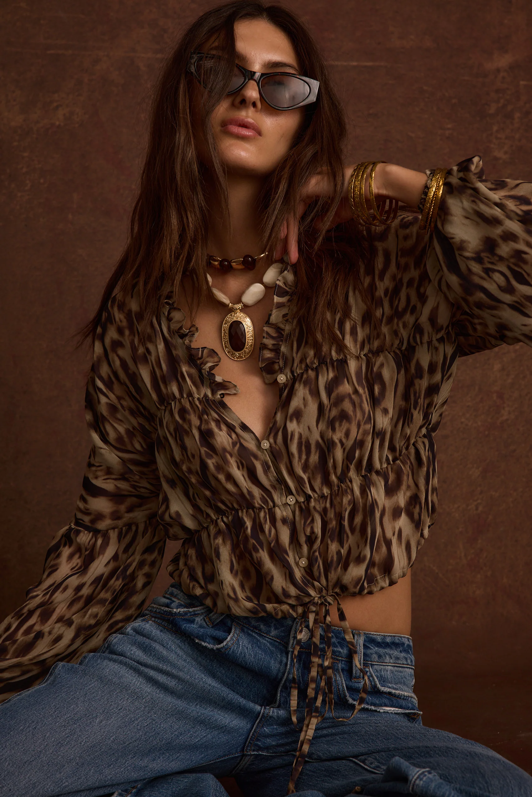 Alba Leopard Chiffon Long Sleeve Blouse - Image 8