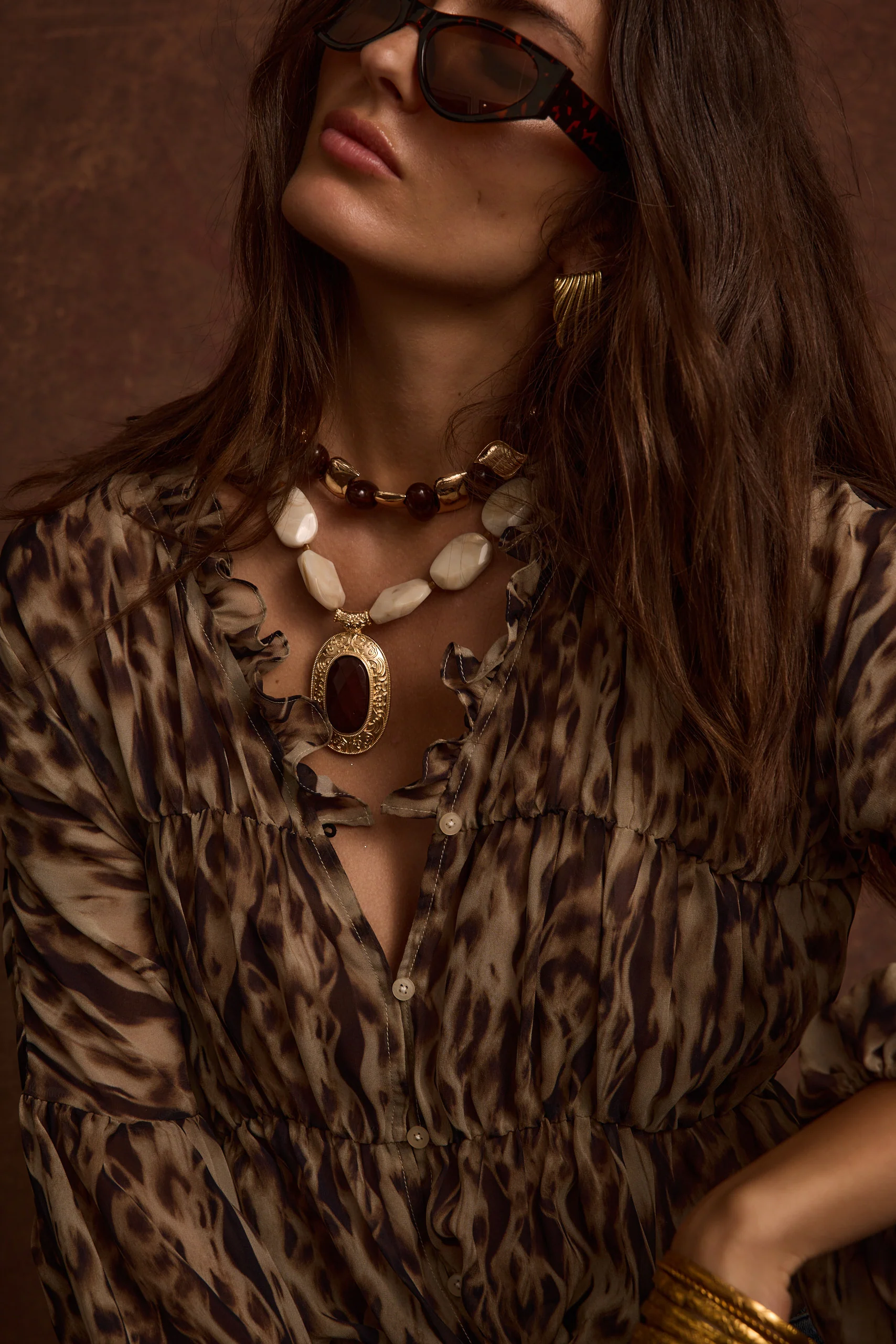 Alba Leopard Chiffon Long Sleeve Blouse - Image 9