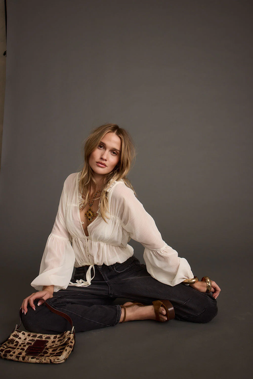 Alba White Chiffon Long Sleeve Blouse - Image 7