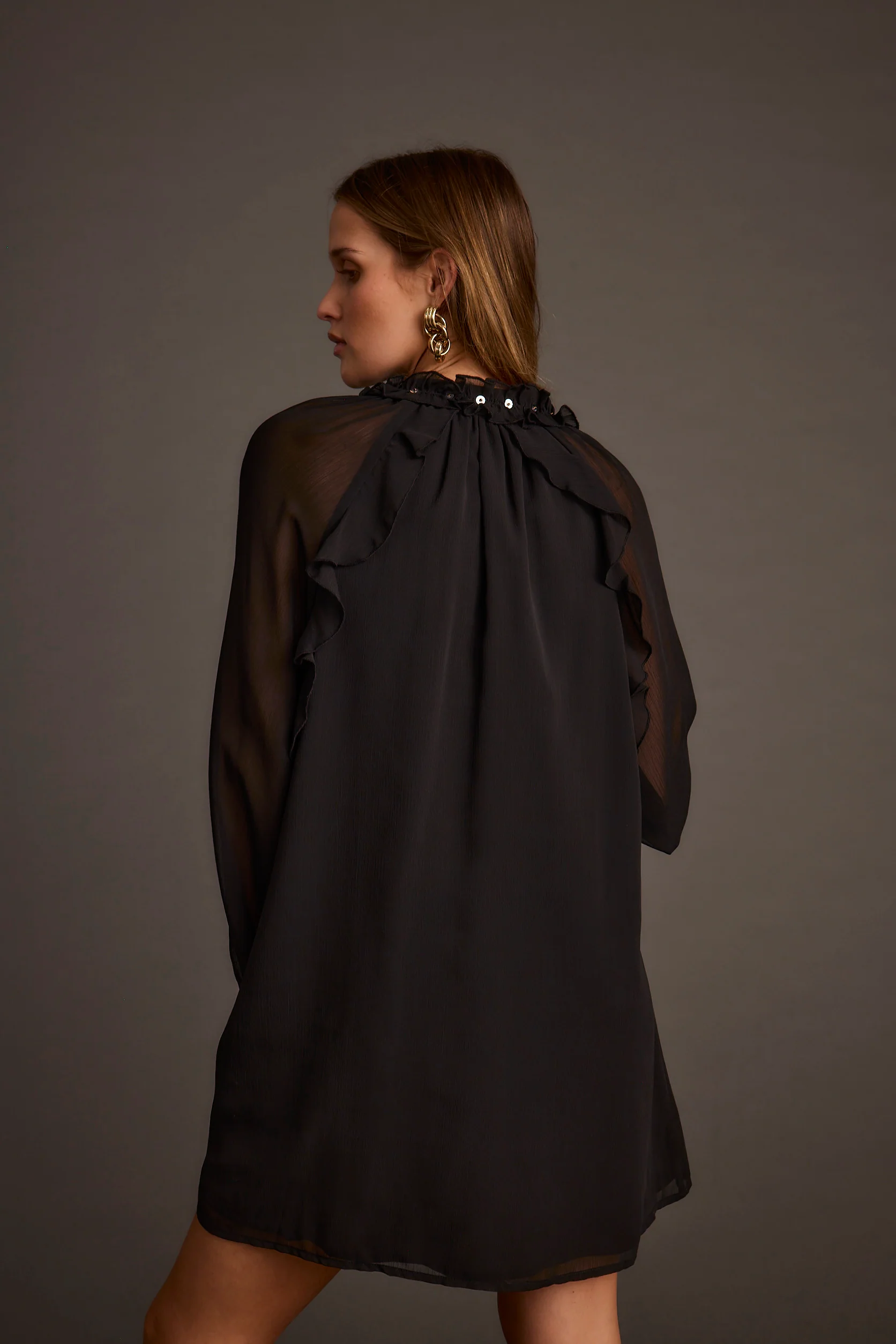 Alice Black Chiffon Mini Dress - Image 2