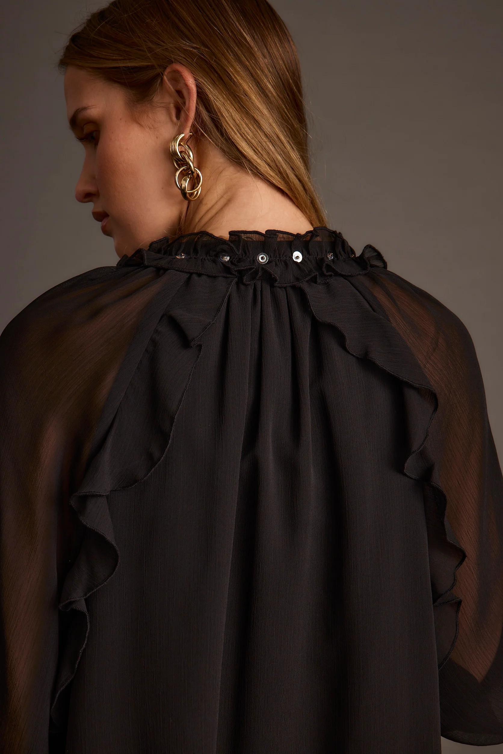 Alice Black Chiffon Mini Dress - Image 8