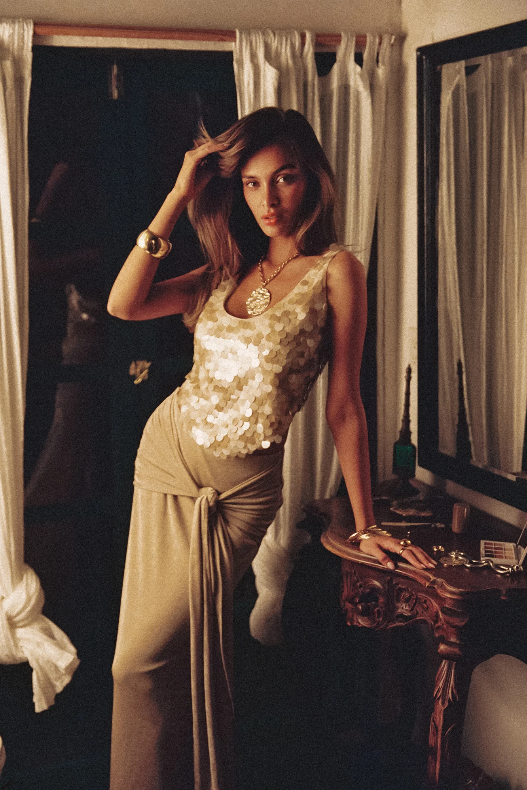 Almara Champagne Maxi Skirt - Image 3