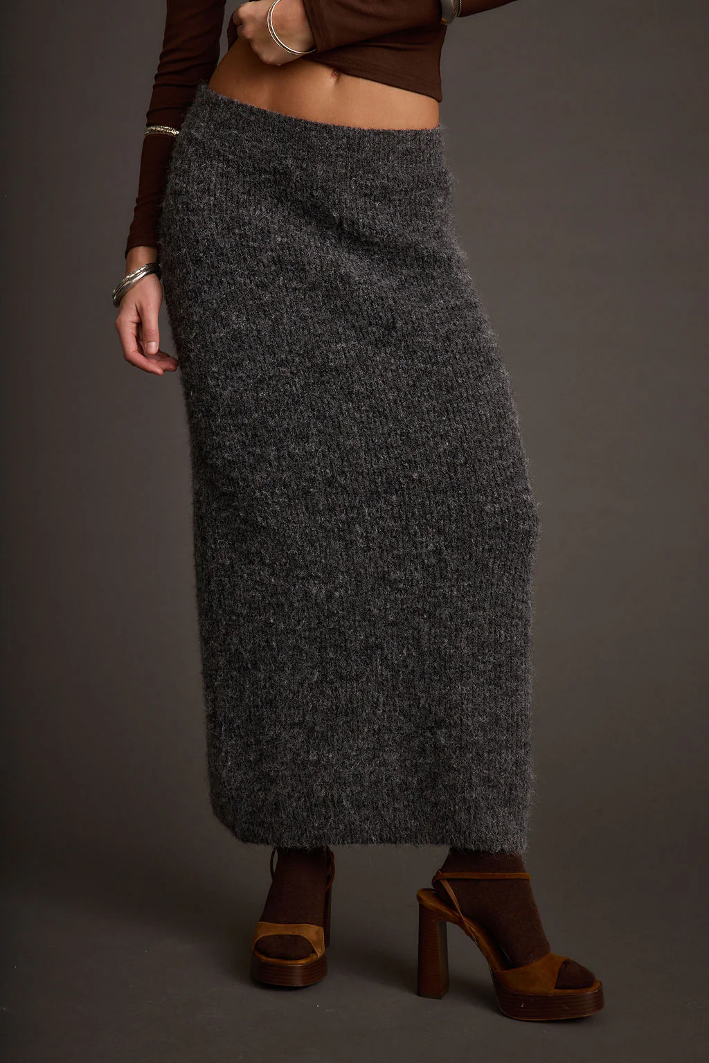 Alpine Charcoal Sweater Maxi Skirt - Image 2