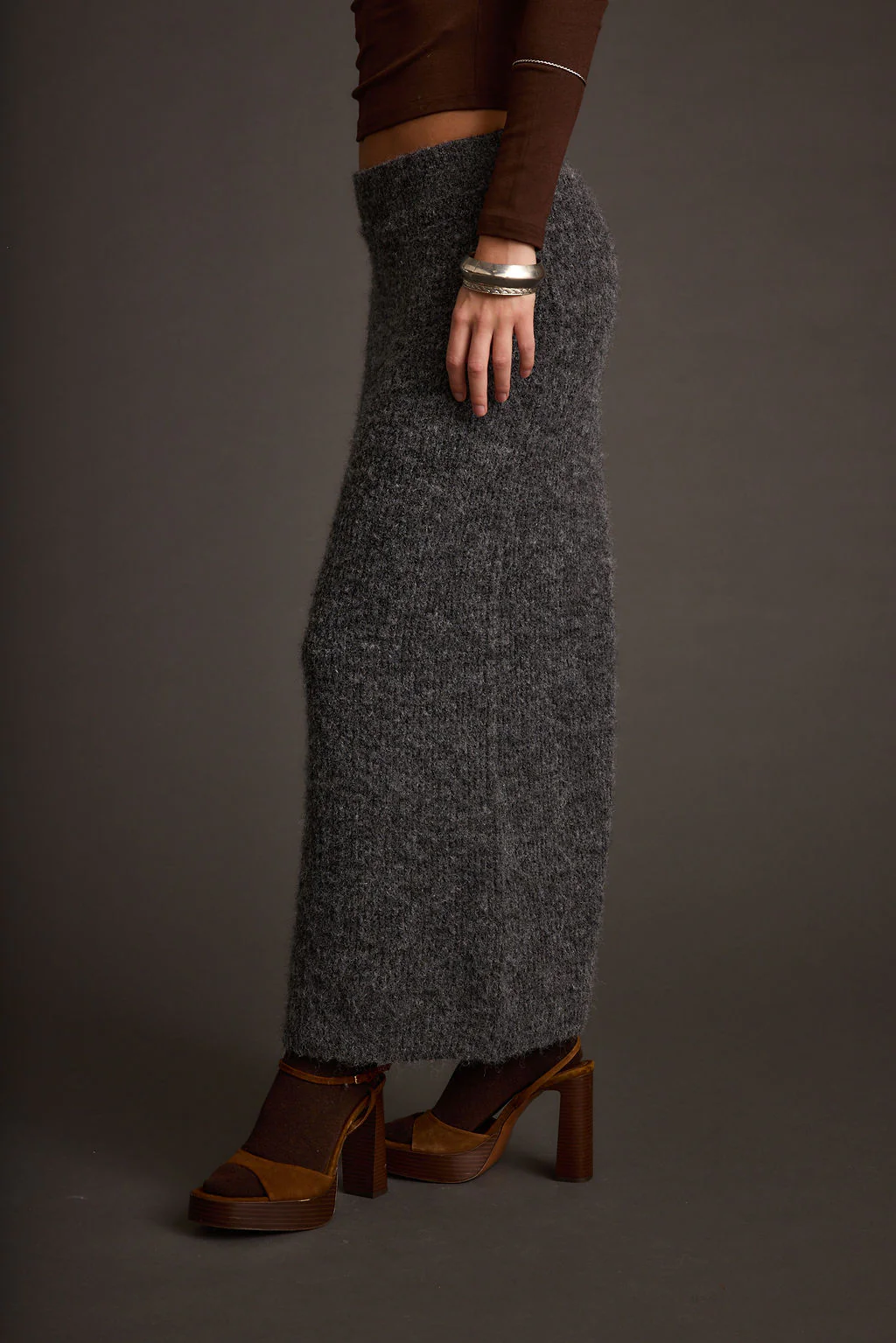 Alpine Charcoal Sweater Maxi Skirt - Image 5