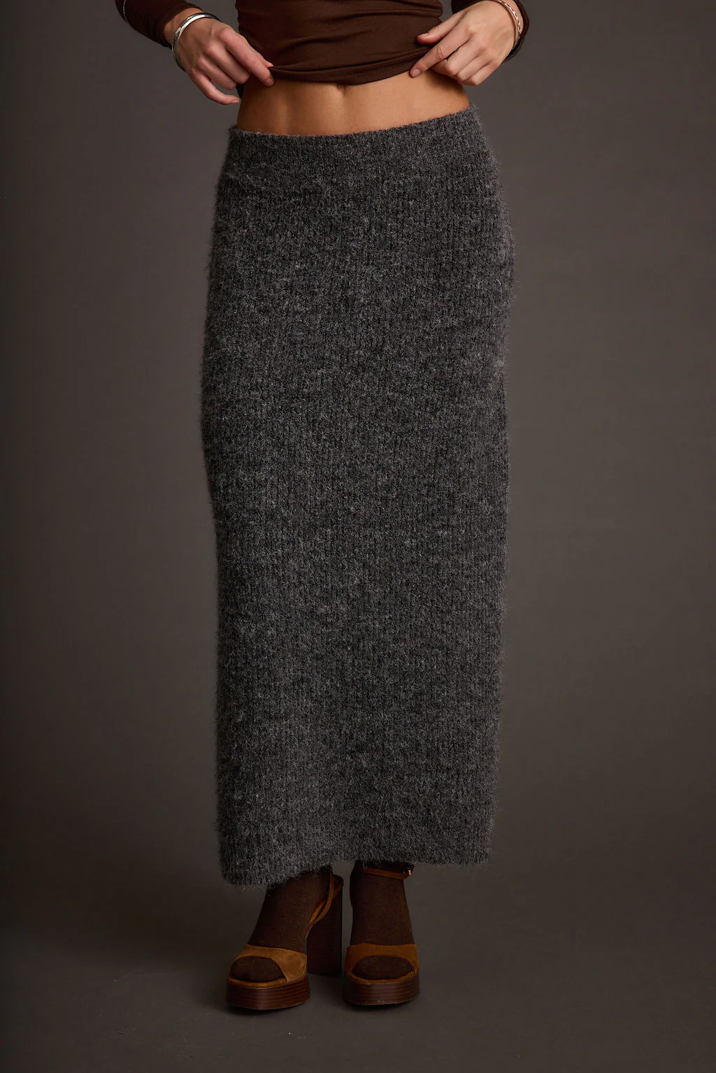 Alpine Charcoal Sweater Maxi Skirt - Image 7