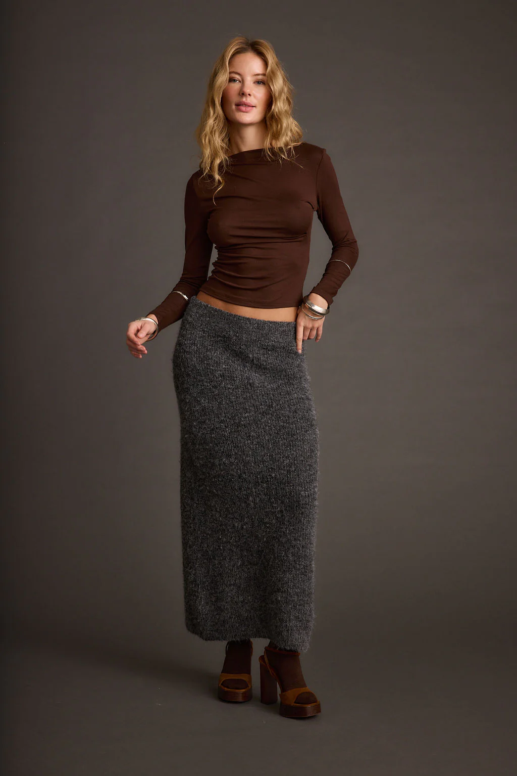 Alpine Charcoal Sweater Maxi Skirt - Image 8