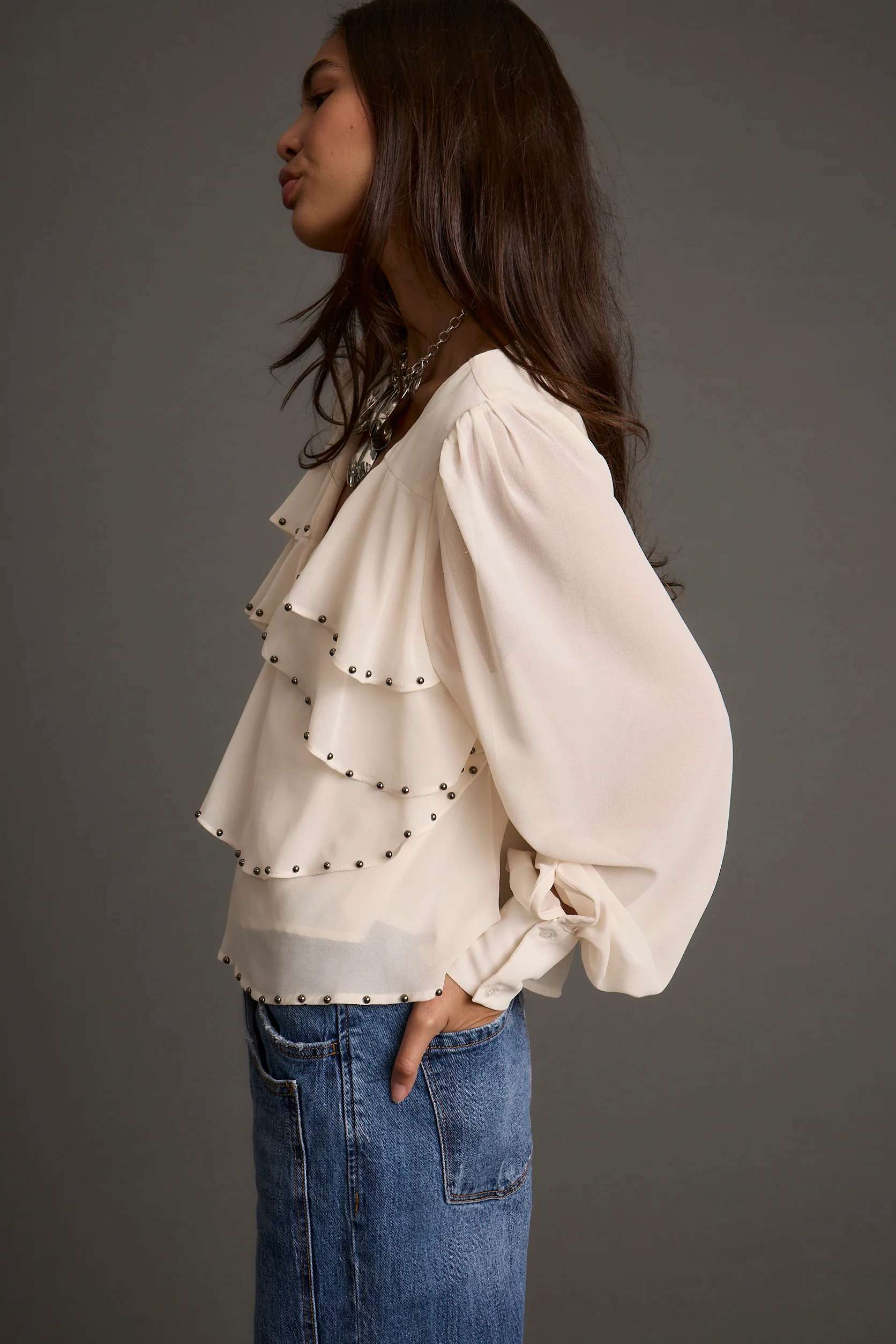Alyssa Ivory Studded Blouse - Image 10