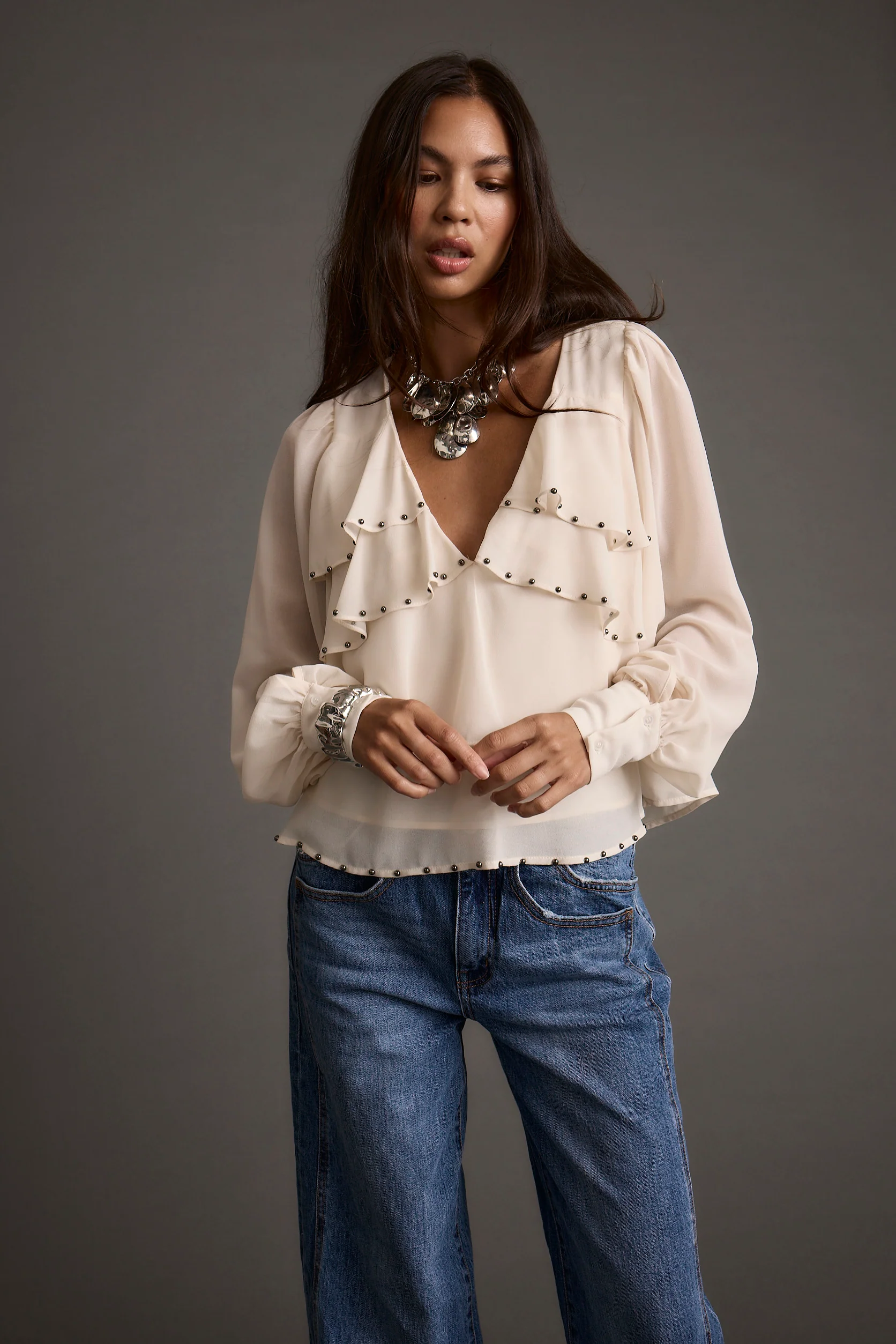 Alyssa Ivory Studded Blouse - Image 8