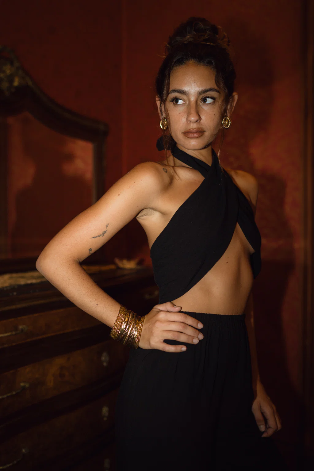 Amalfi Black Linen Halter Top - Image 10
