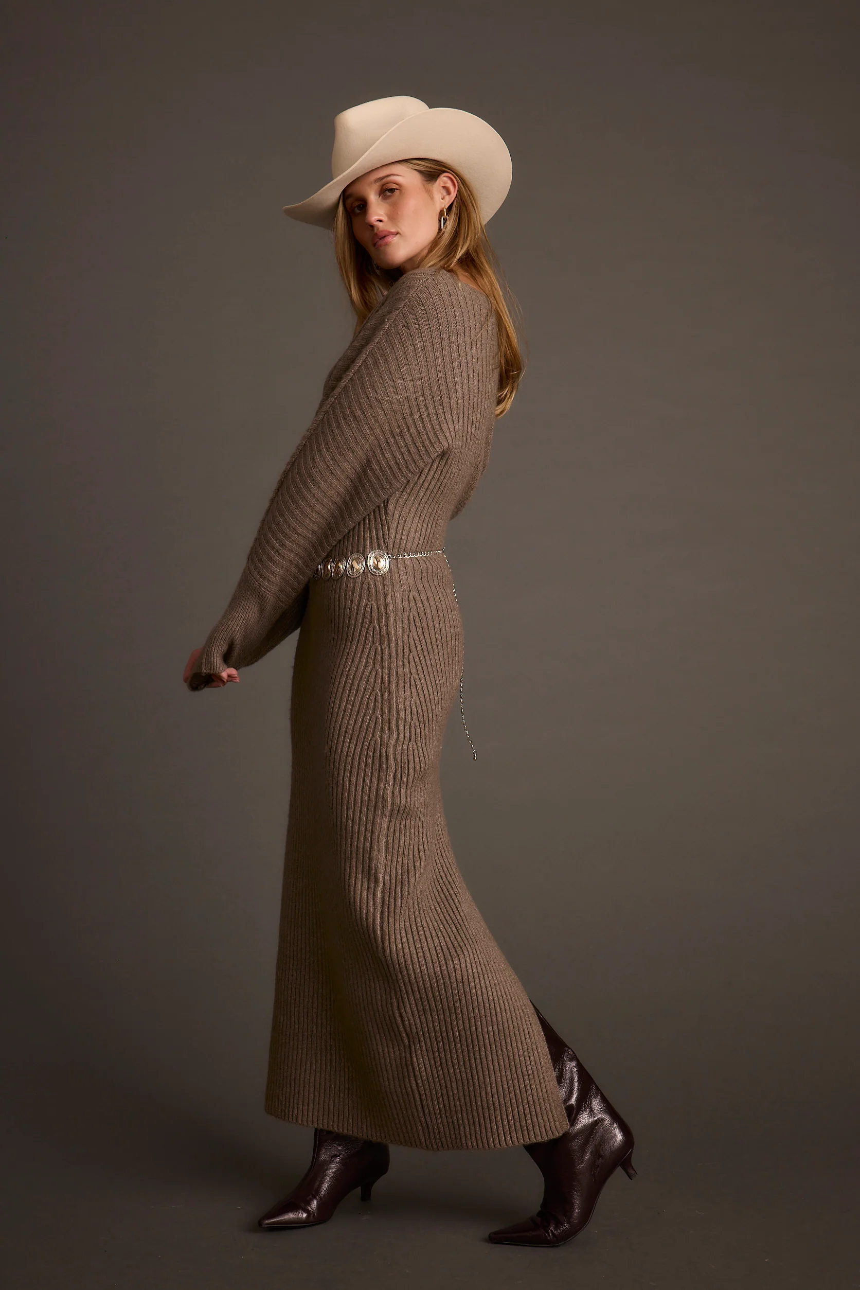 Amaya Grey Sweater Maxi Dress - Image 6