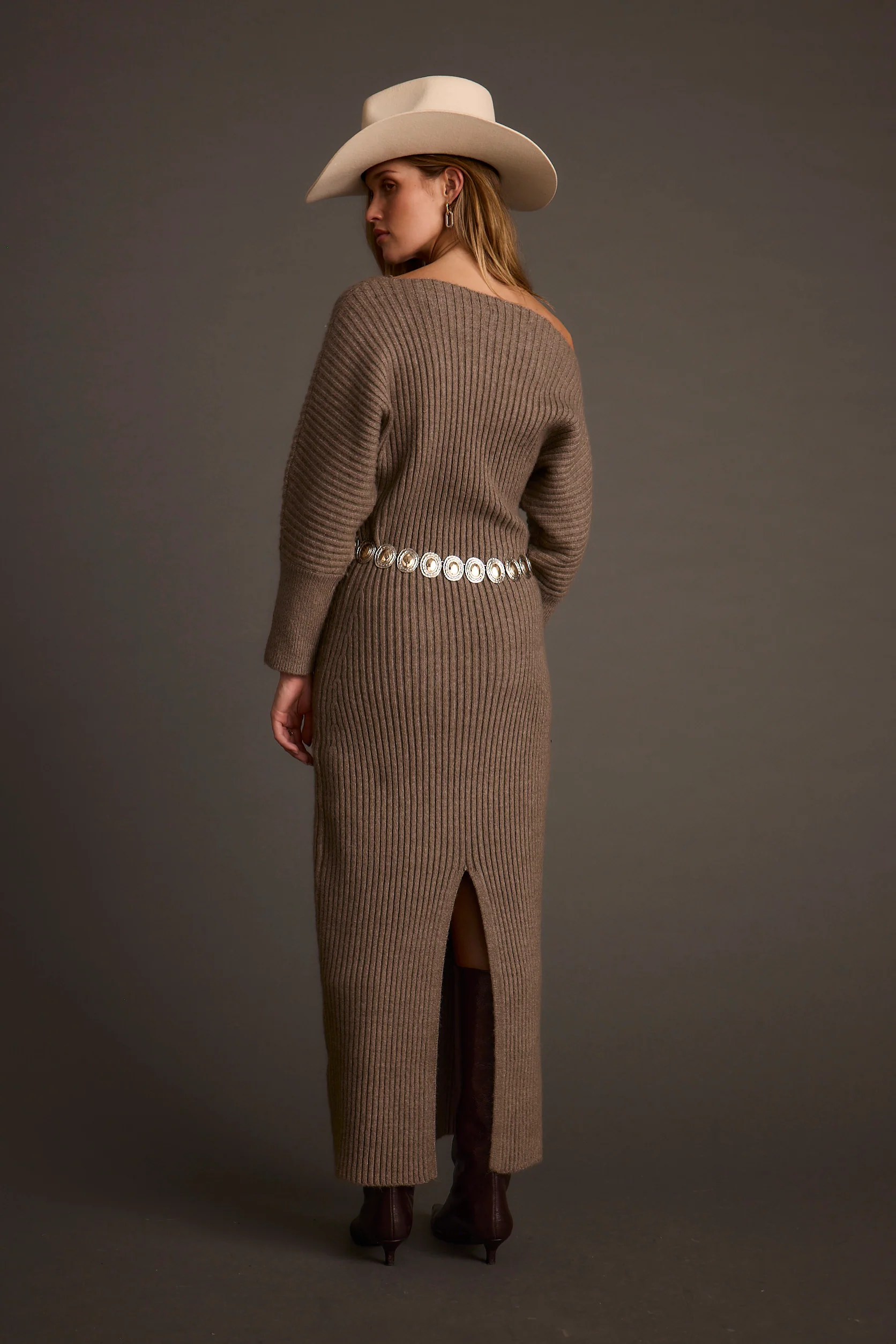 Amaya Grey Sweater Maxi Dress - Image 9