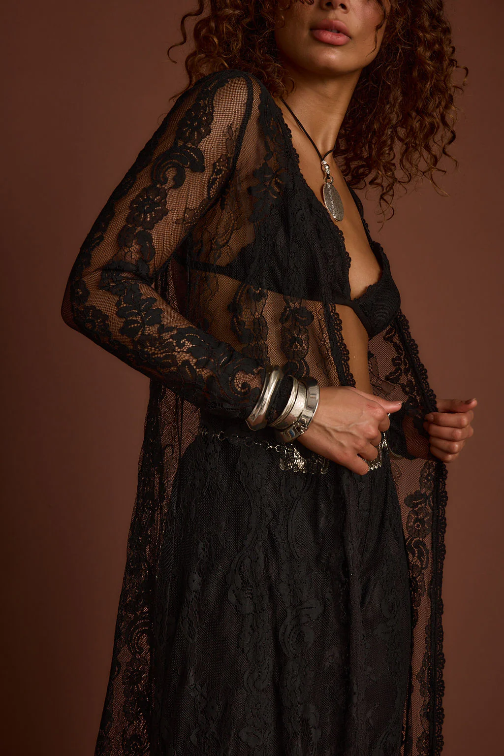 Ambrose Black Lace Kimono - Image 5