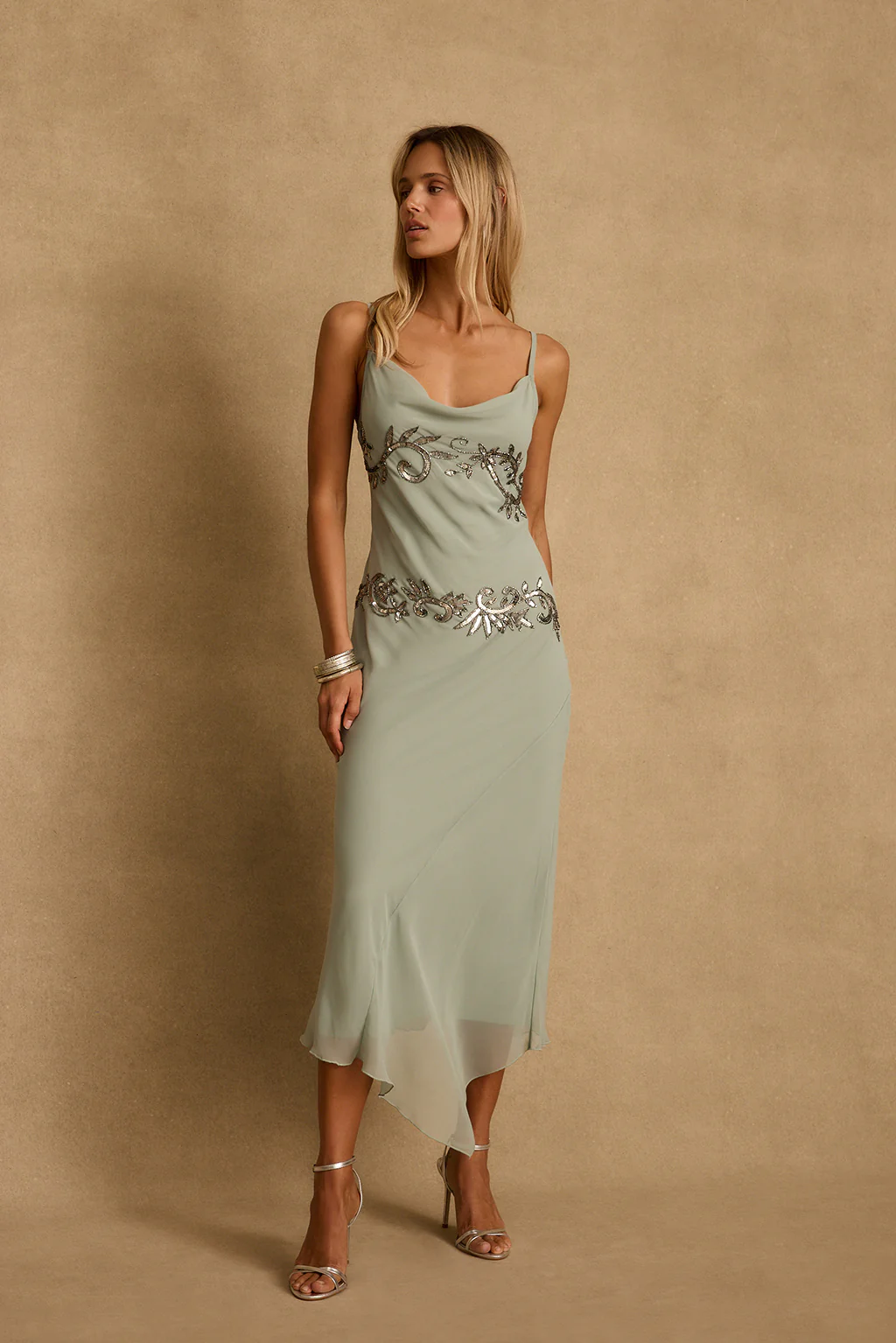 Amelie Blue Embellished Midi Dress - Image 4