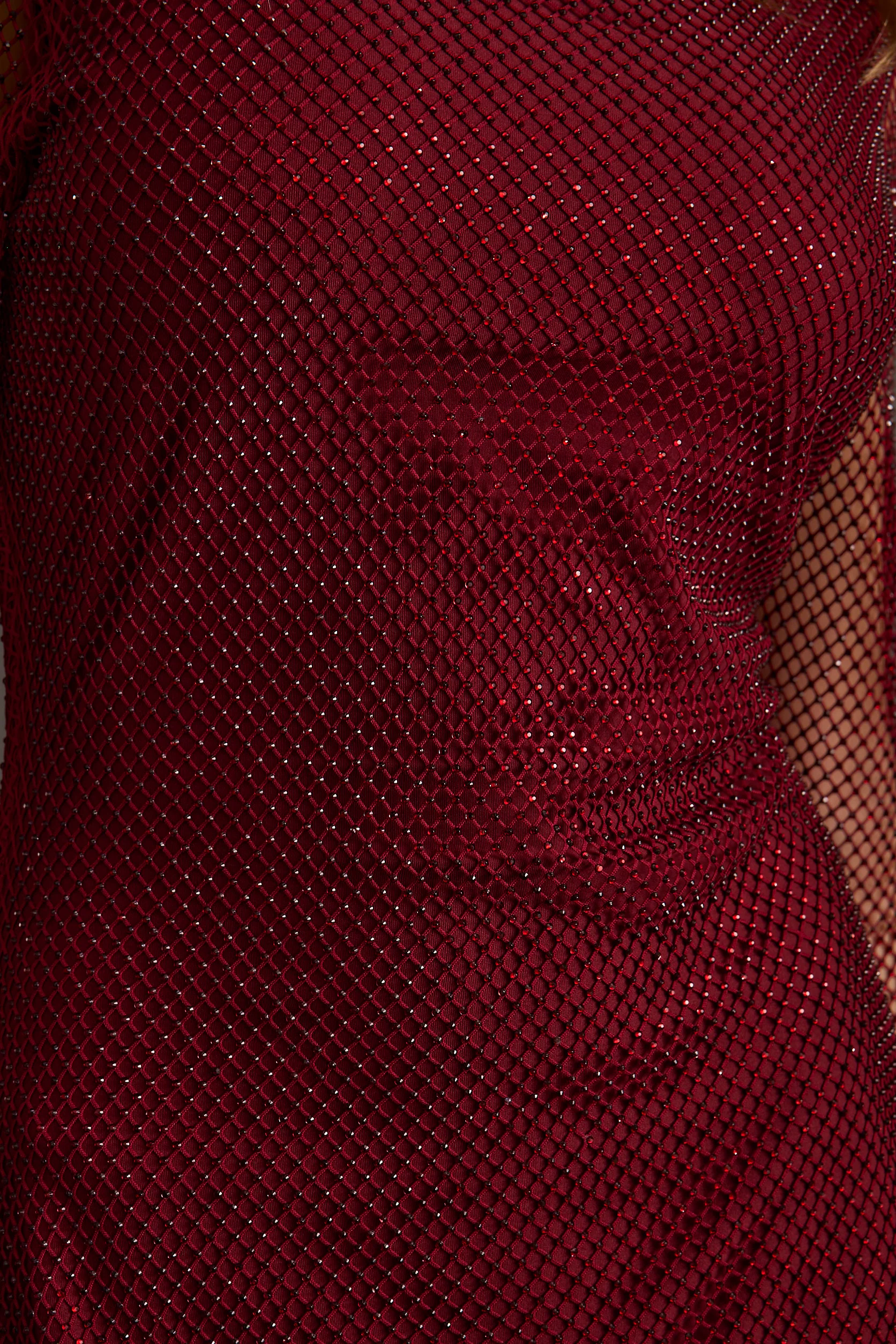 Anna Mulberry Rhinestone Mesh Mini Dress - Image 3