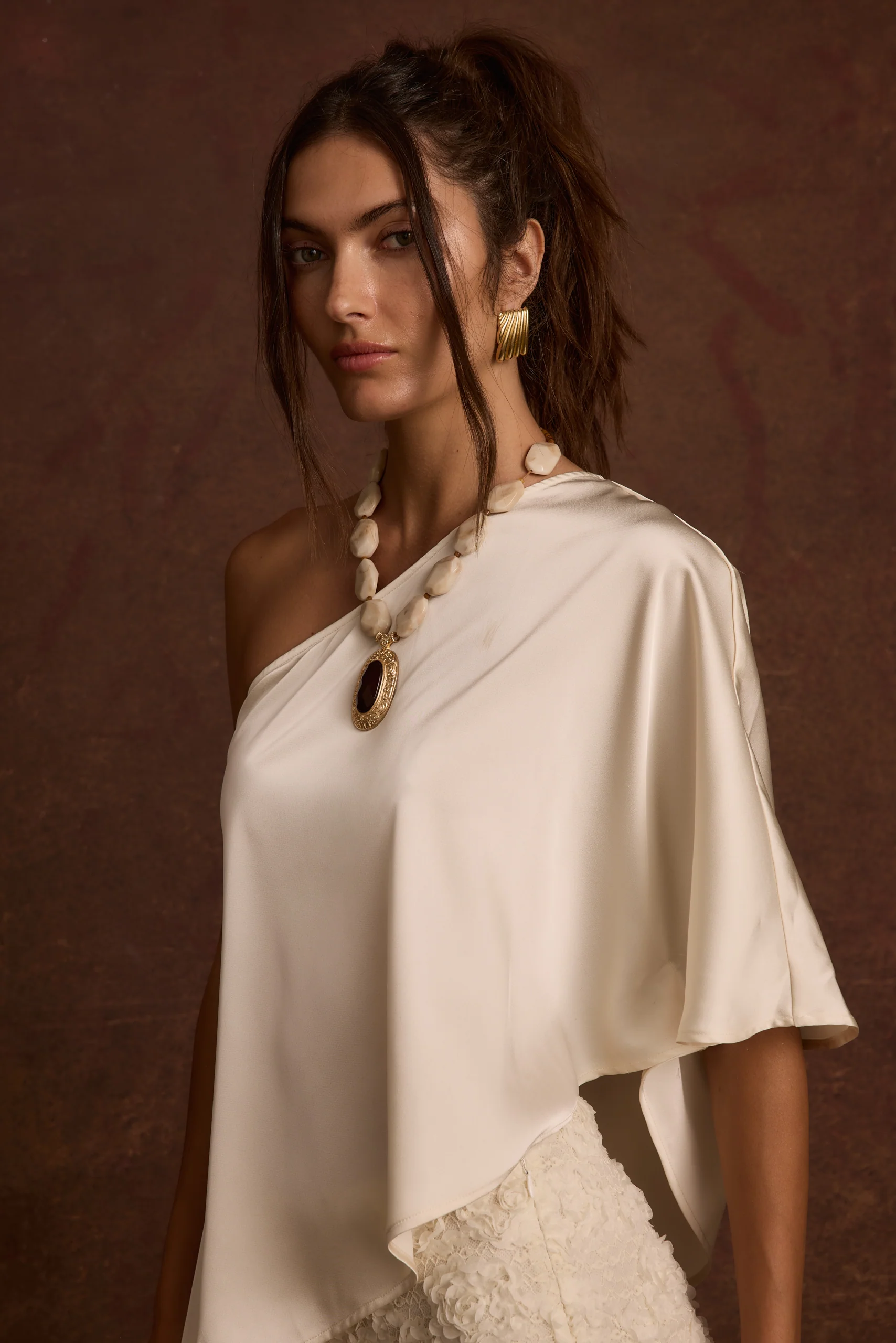 Anya Ivory One Shoulder Top - Image 6