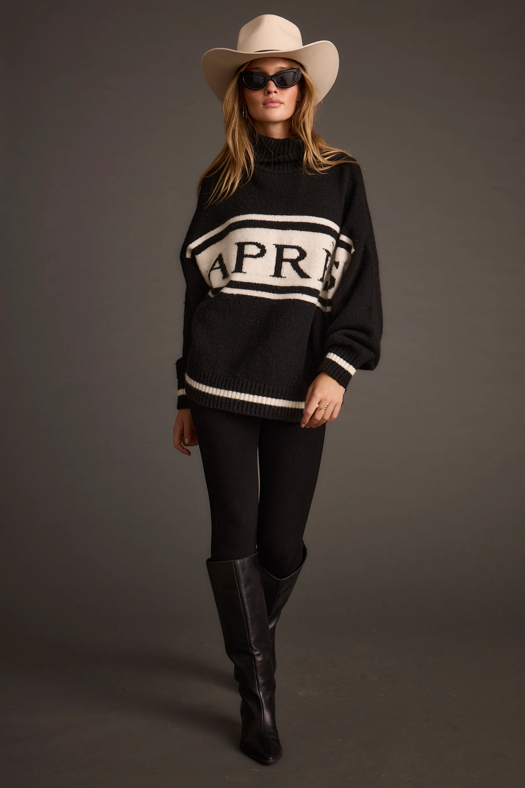 Apres Black and White Turtleneck Sweater - Image 8