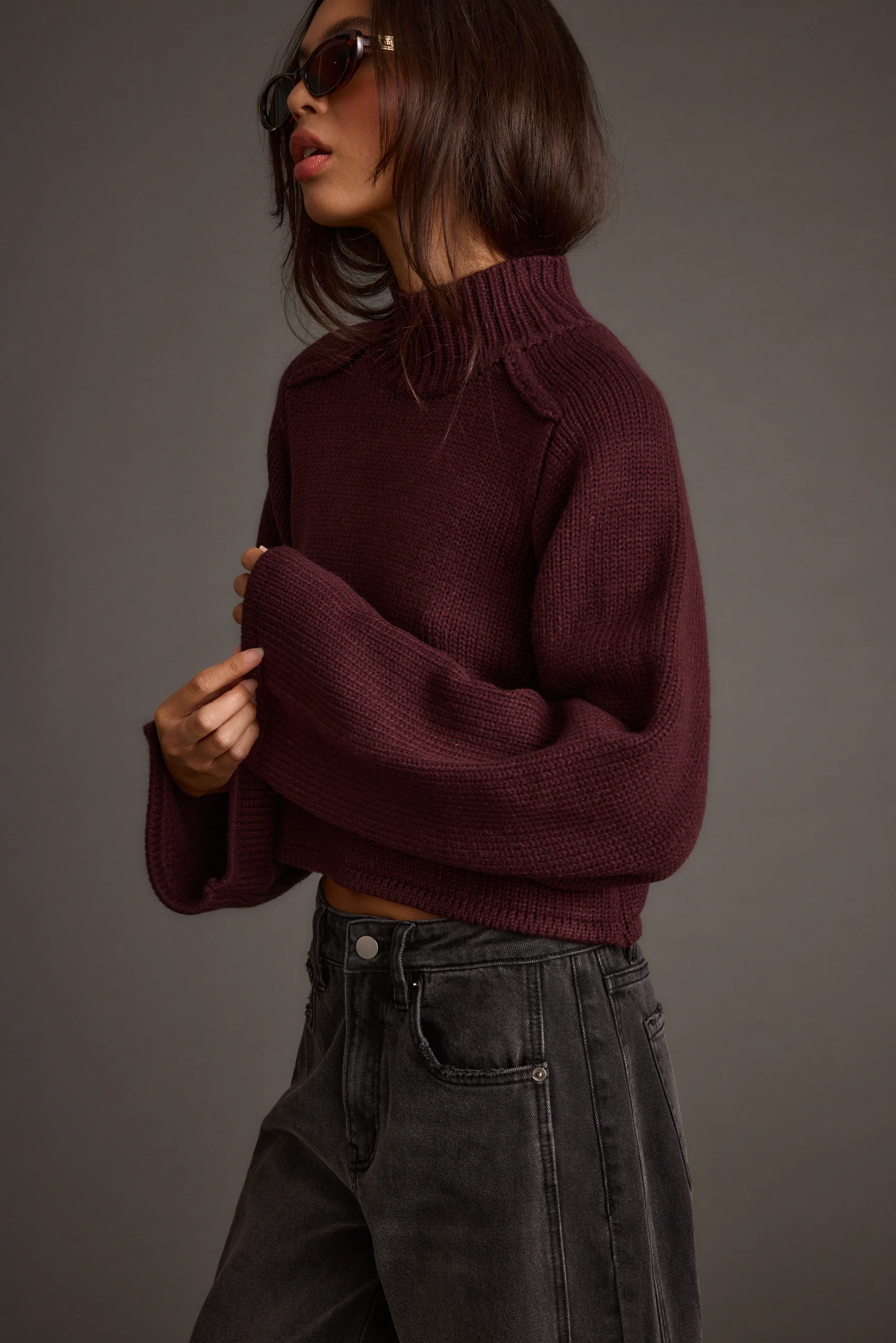 Arden Plum Cropped Sweater - Image 2