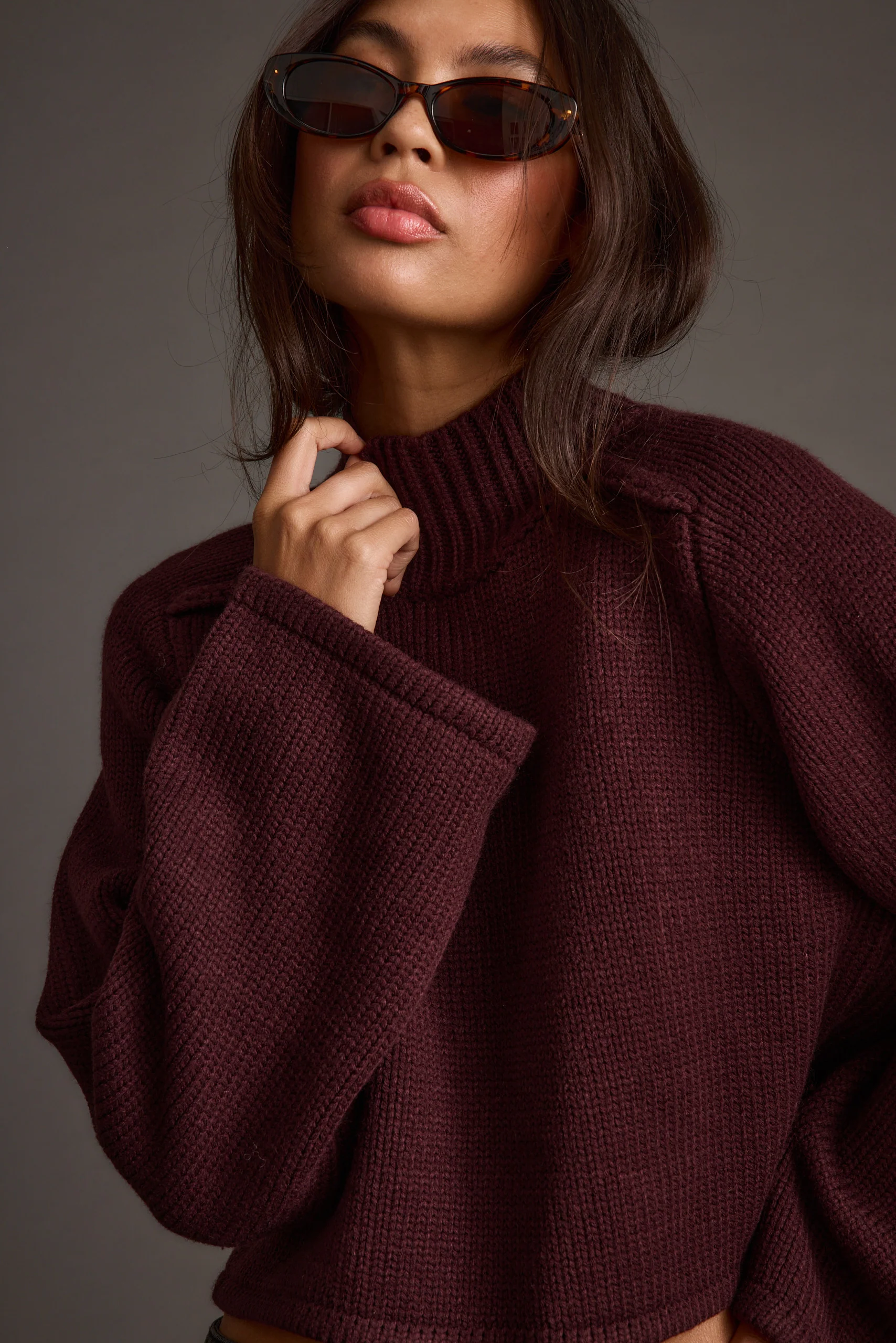 Arden Plum Cropped Sweater - Image 5