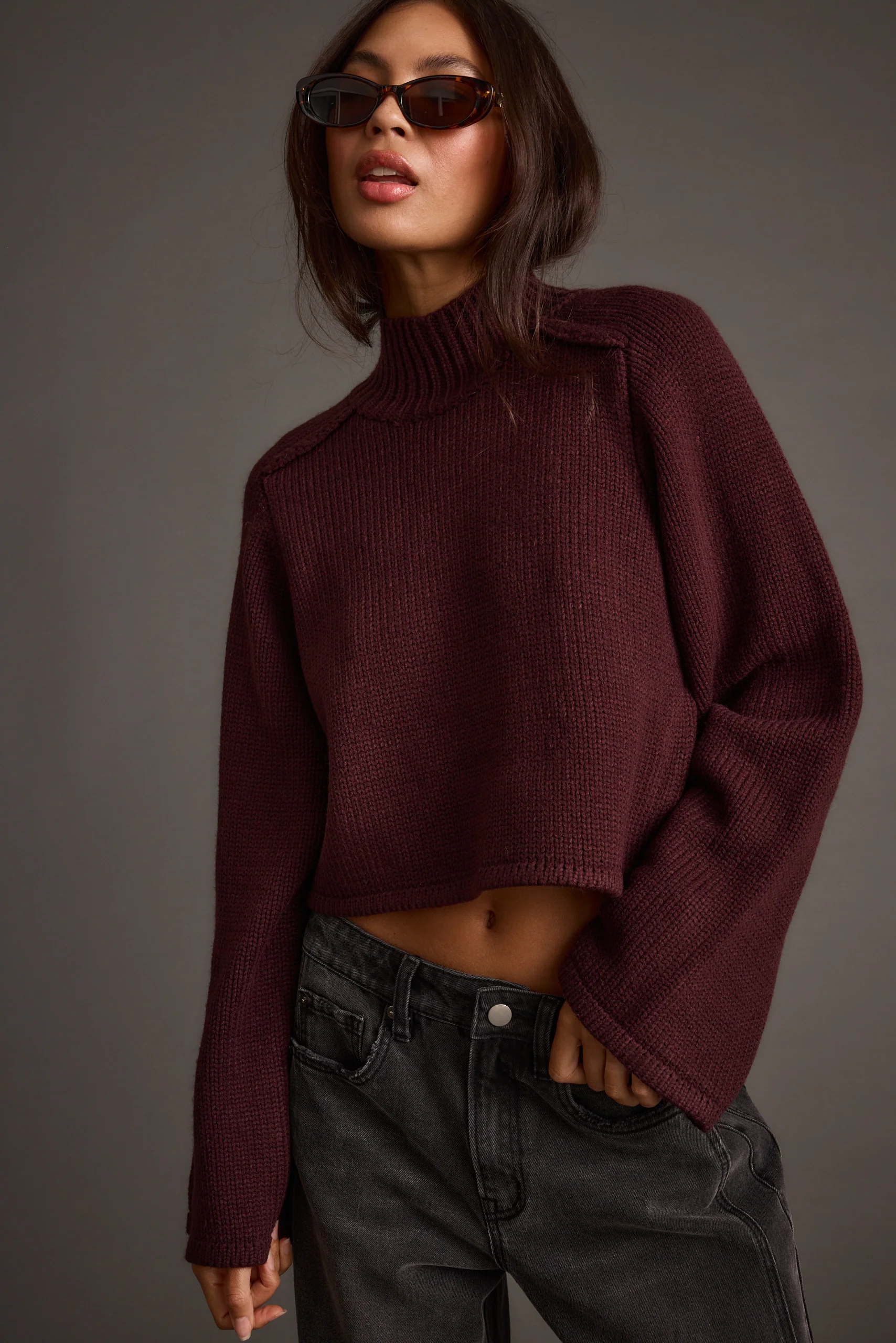 Arden Plum Cropped Sweater - Image 6