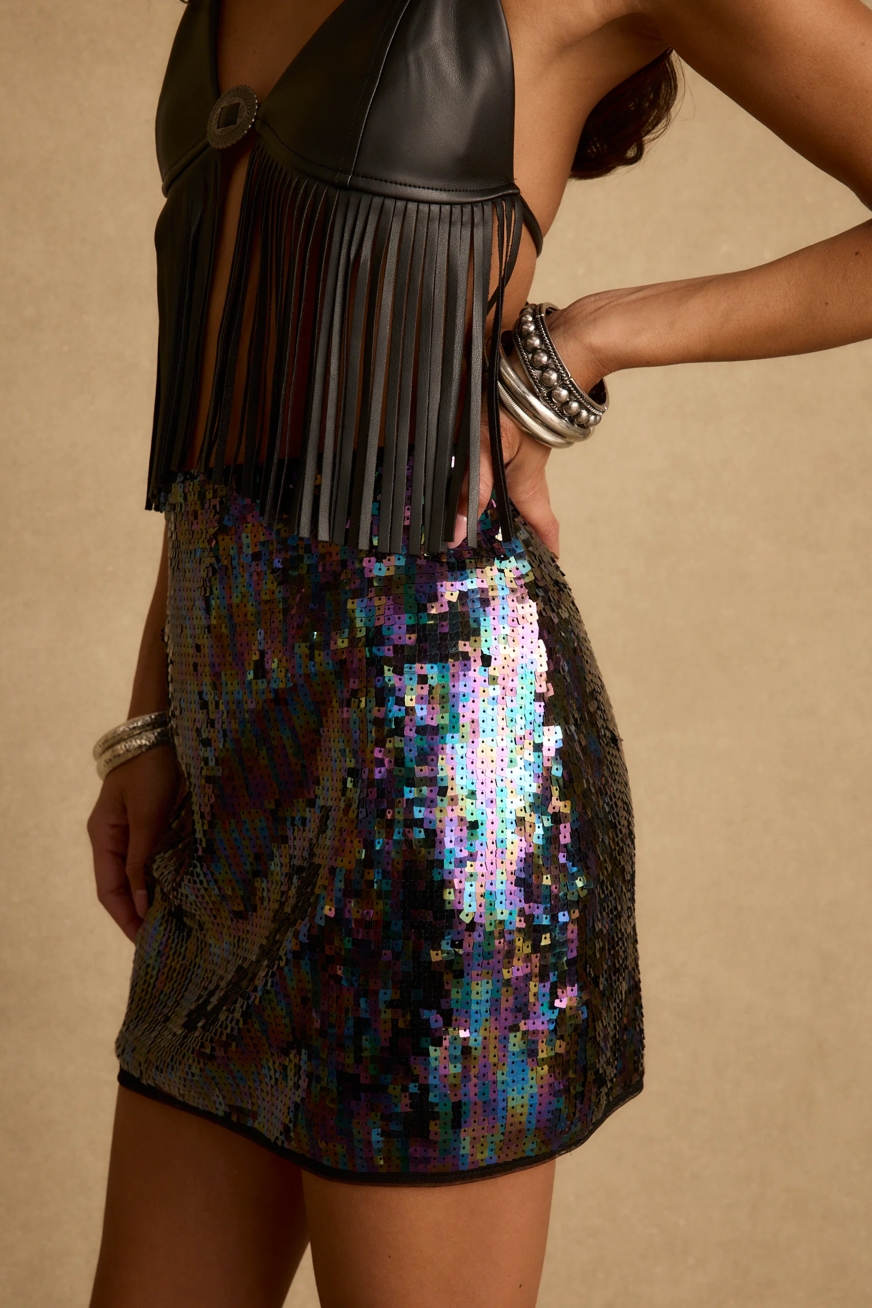 Ari Purple Sequin Mini Skirt - Image 4