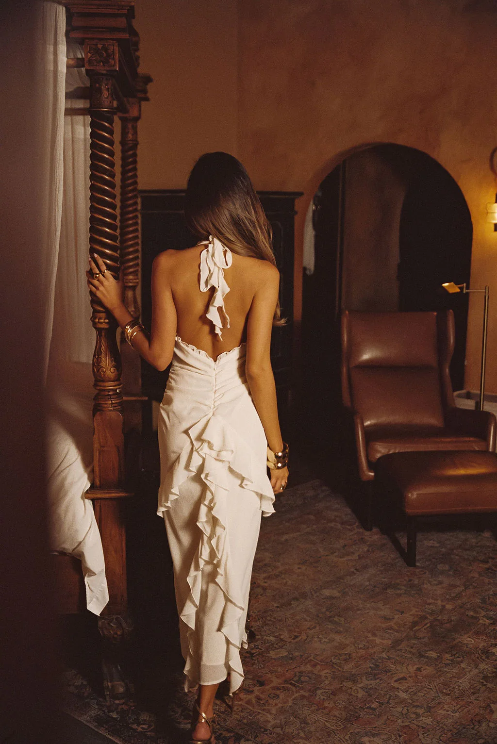 Aria Cream Halter Maxi Dress - Image 2