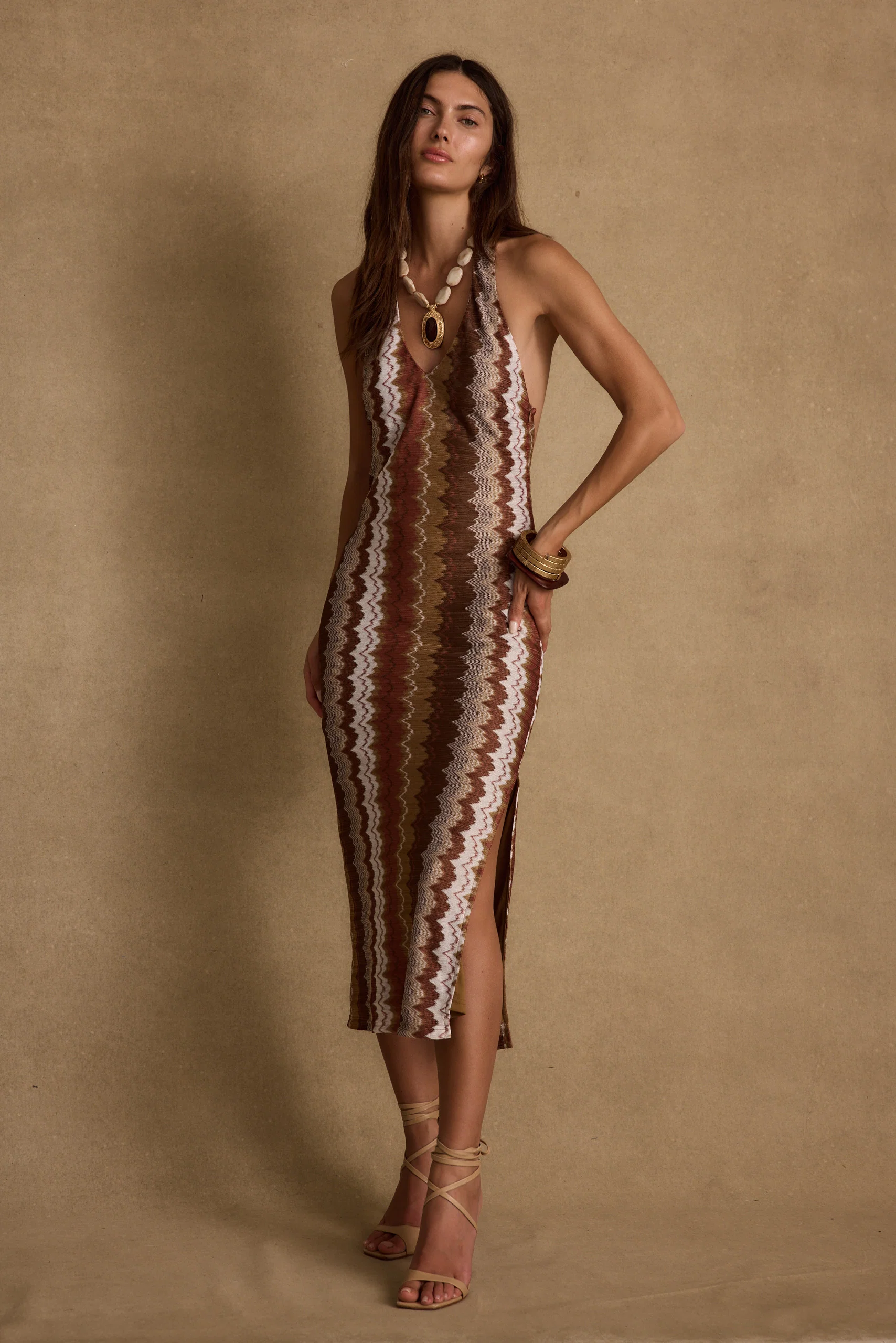 Arista Chevron Halter Maxi Dress - Image 7