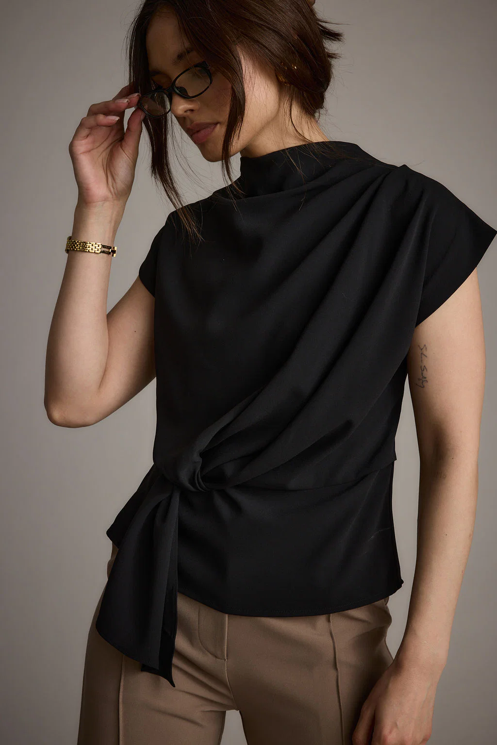 Atwood Black Twist Front Blouse - Image 3