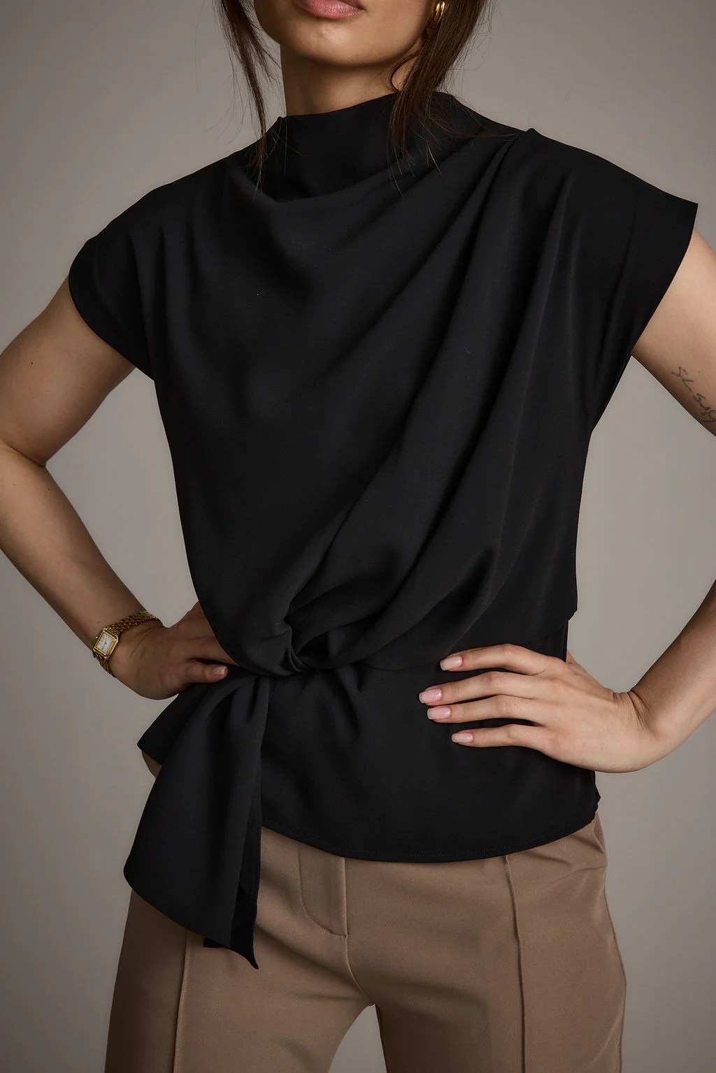 Atwood Black Twist Front Blouse - Image 5