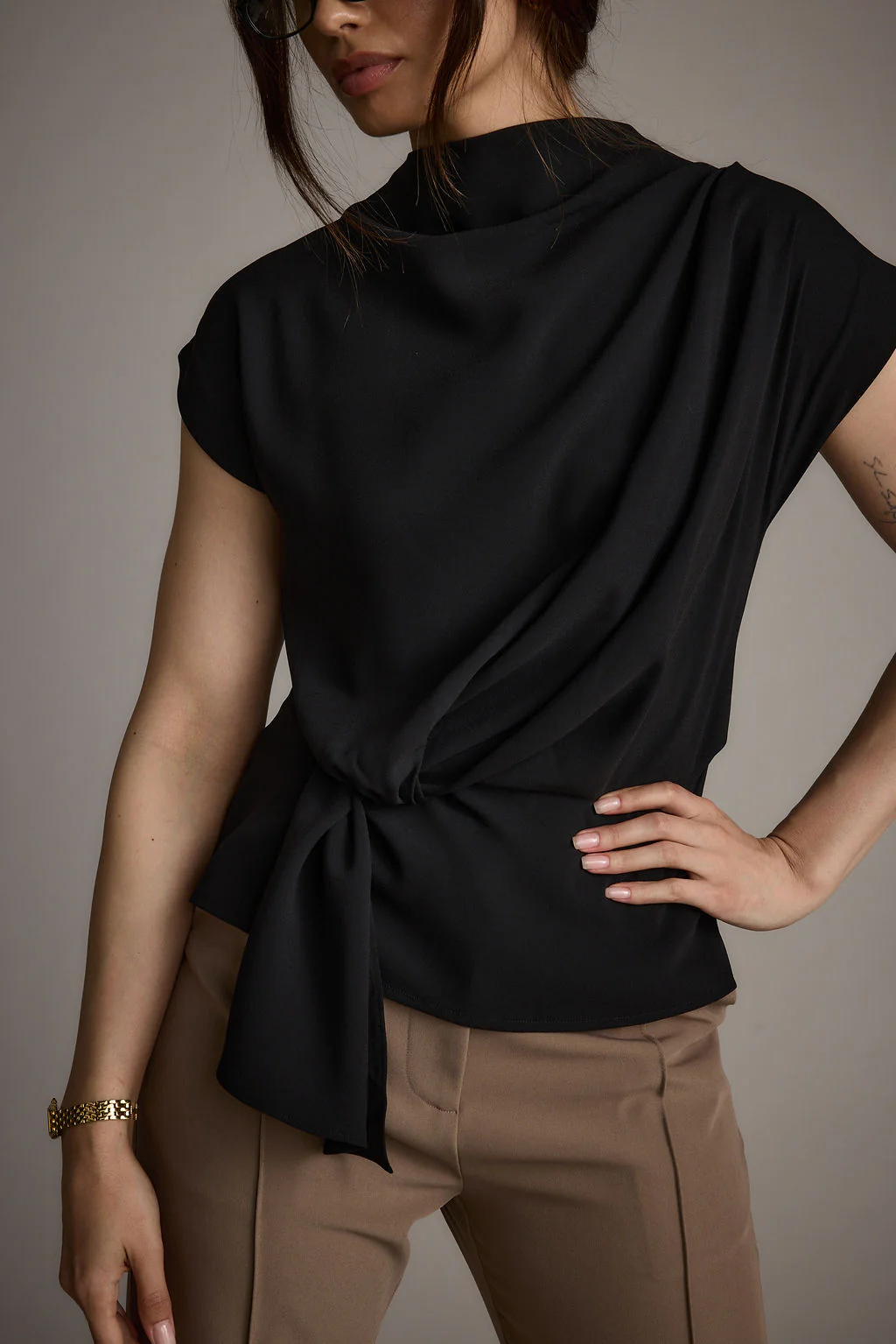 Atwood Black Twist Front Blouse - Image 6
