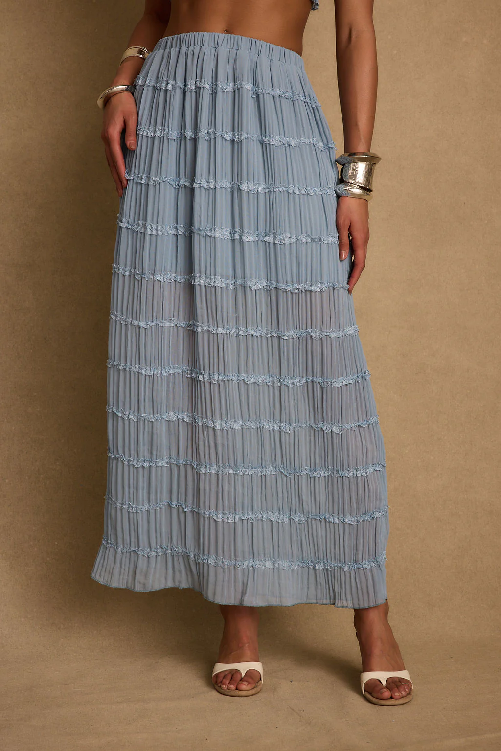 Azure Baby Blue Maxi Skirt - Image 4