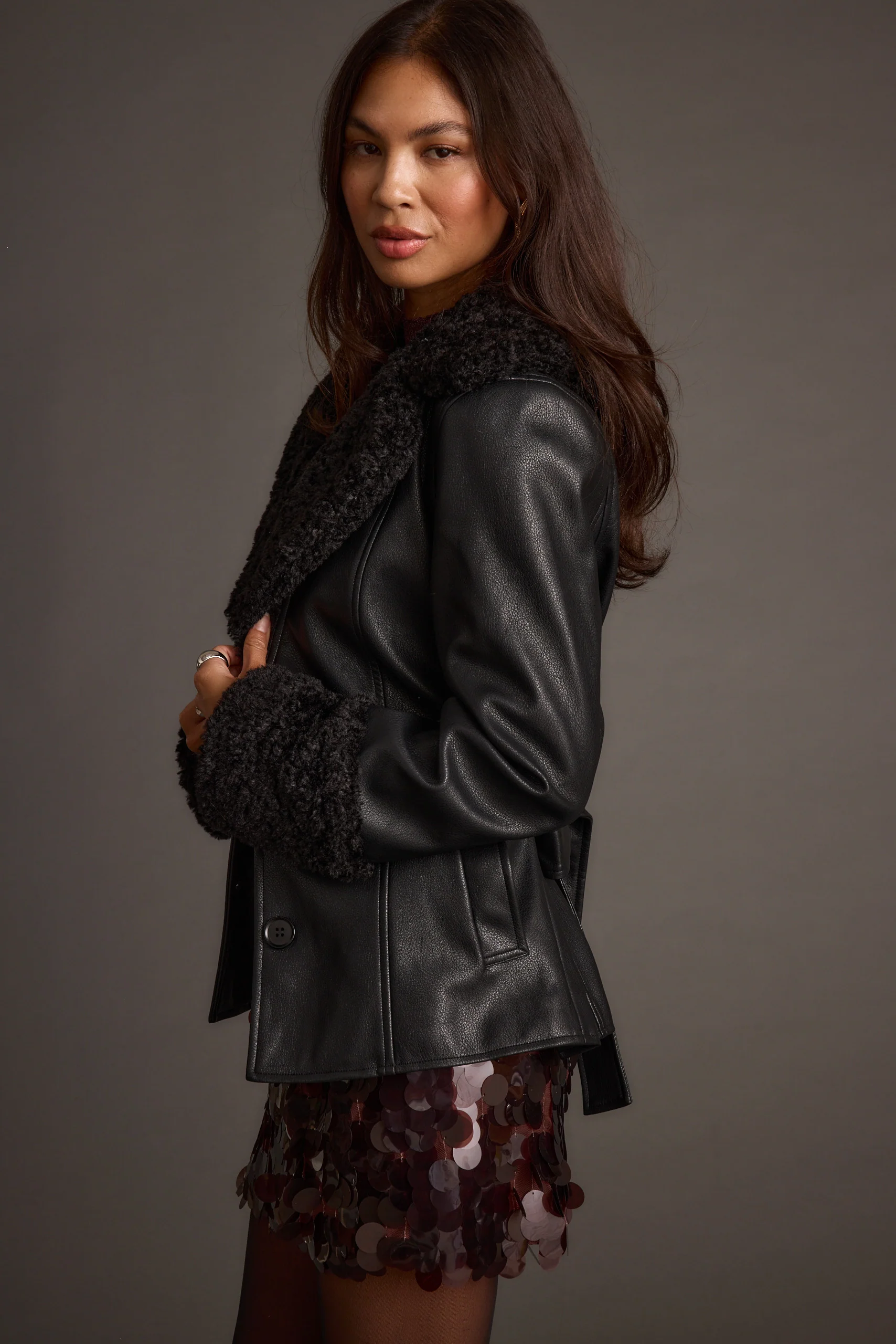 Banks Black Belted Coat - Image 7