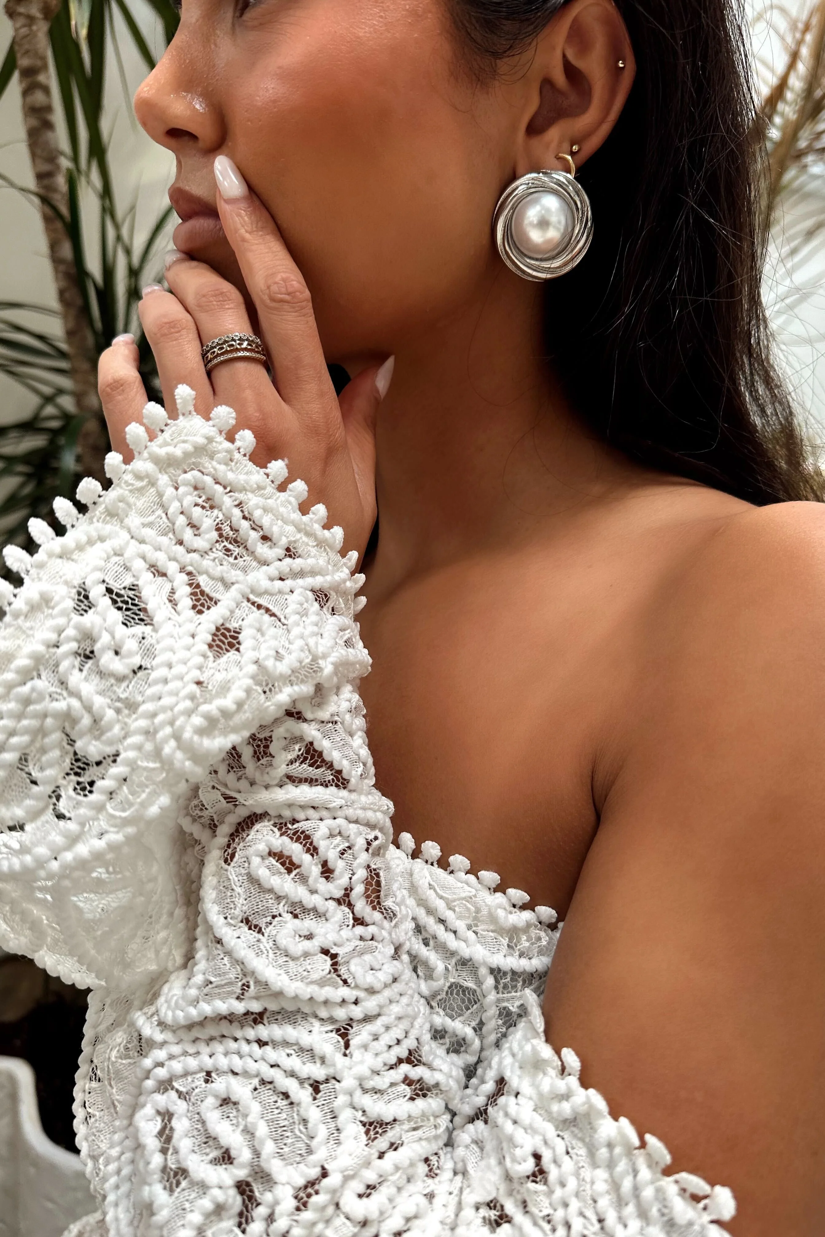 Banks Silver Pearl Statement Earrings - Image 2