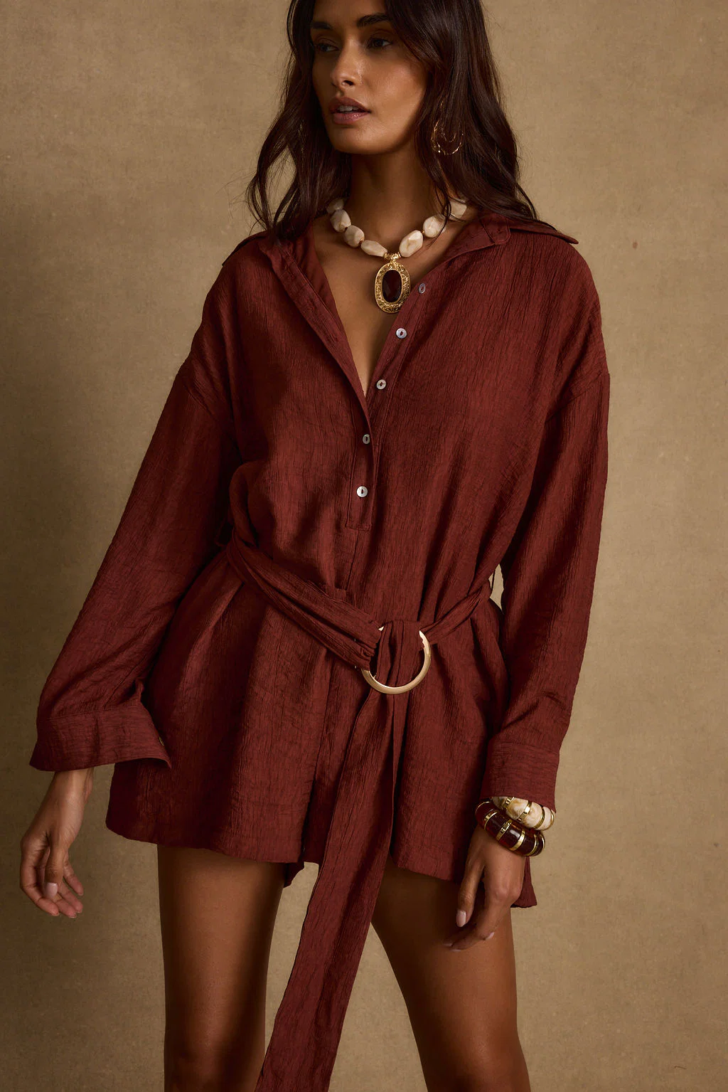 Barcelona Rust Belted Romper - Image 8