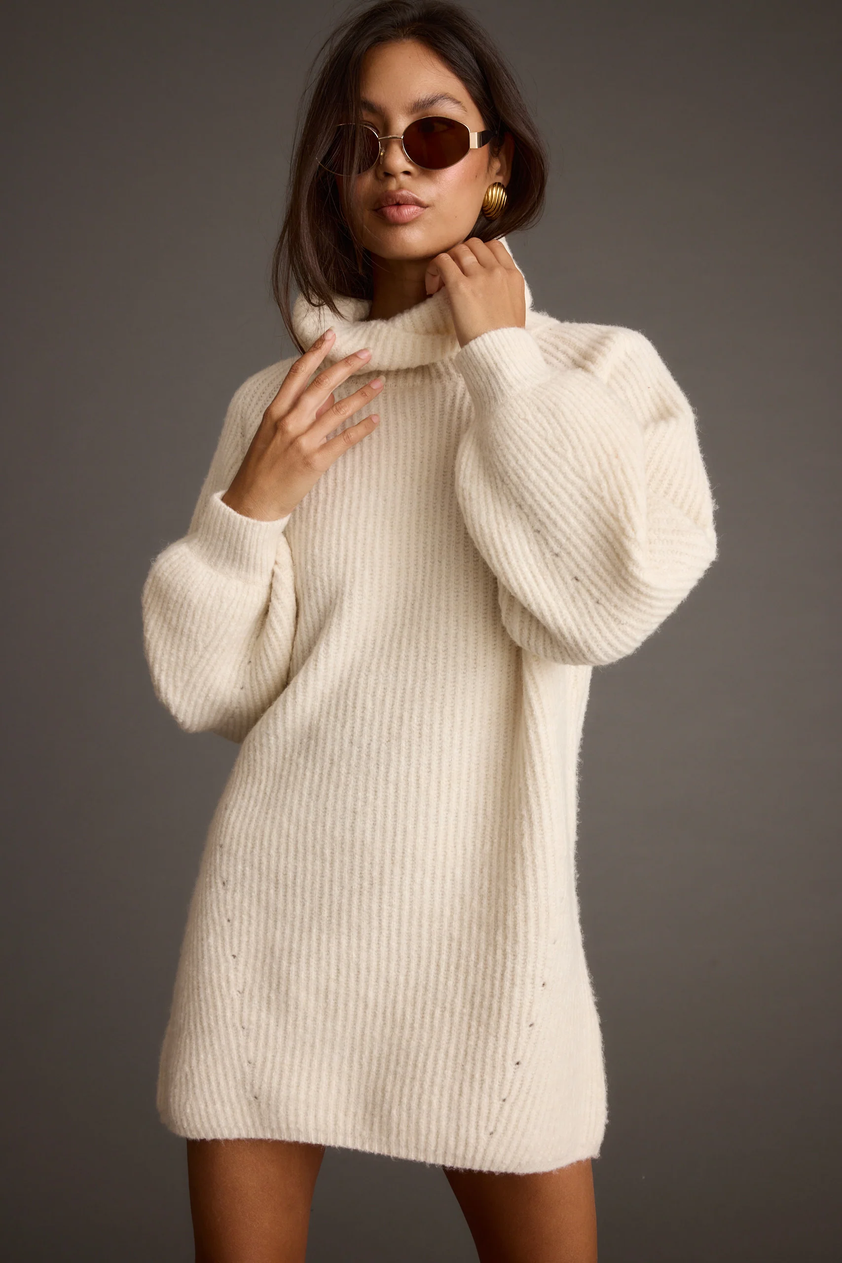 Beau Cream Turtleneck Sweater Mini Dress - Image 4