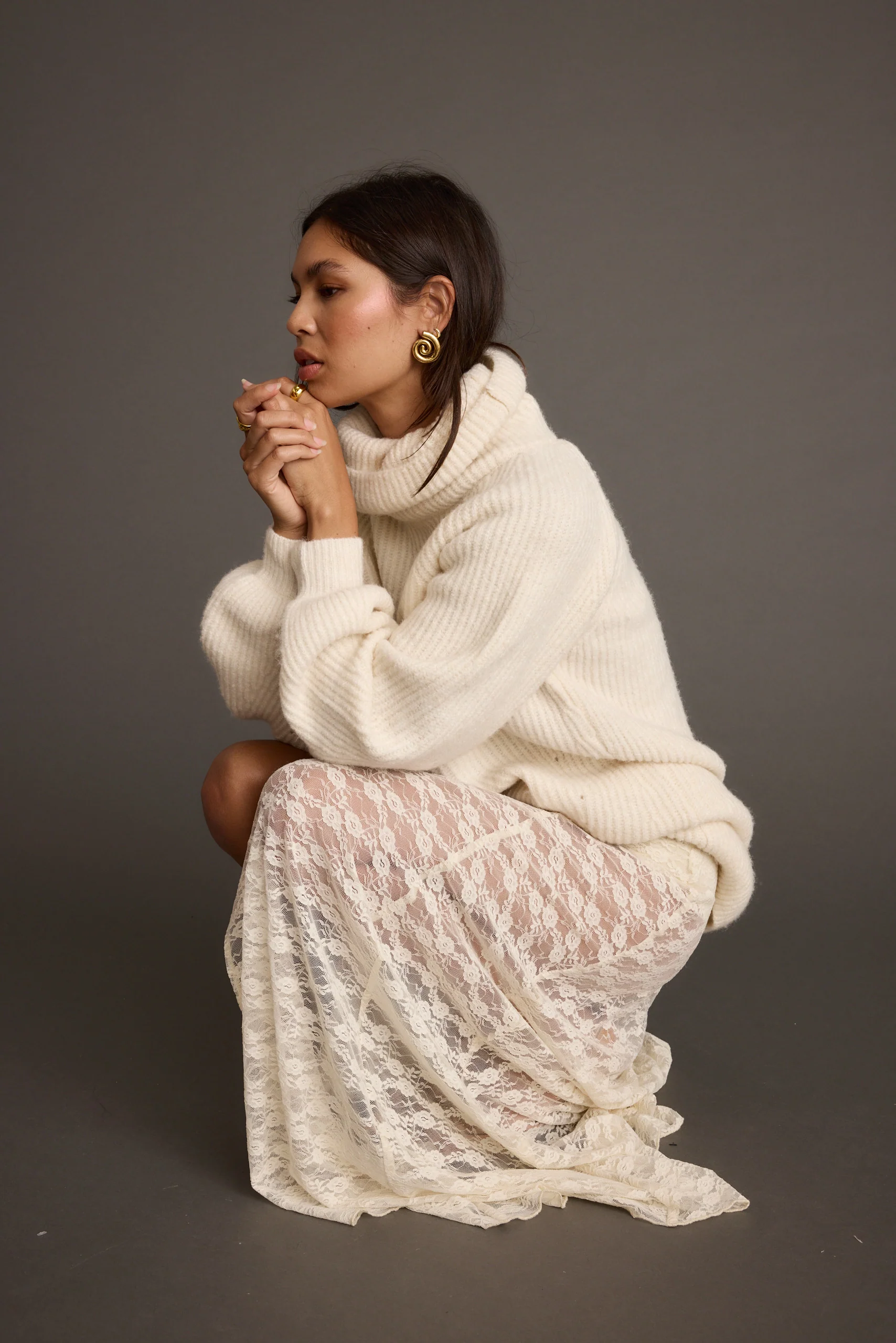 Beau Cream Turtleneck Sweater Mini Dress - Image 9