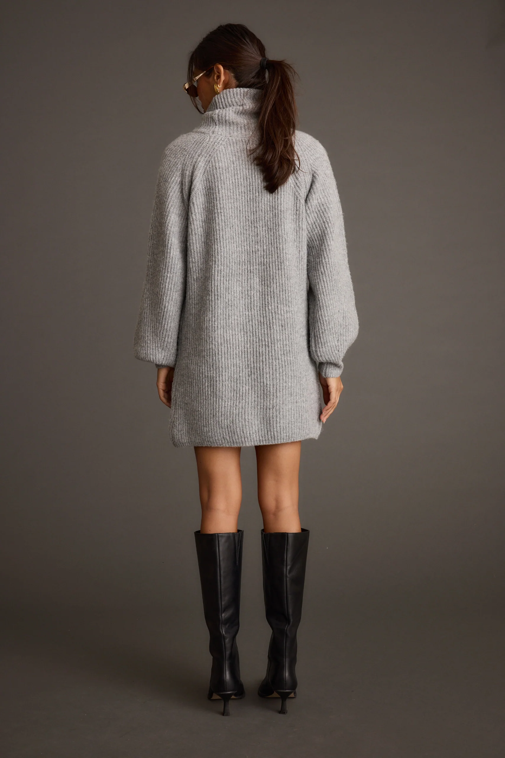Beau Heather Grey Turtleneck Sweater Mini Dress - Image 2