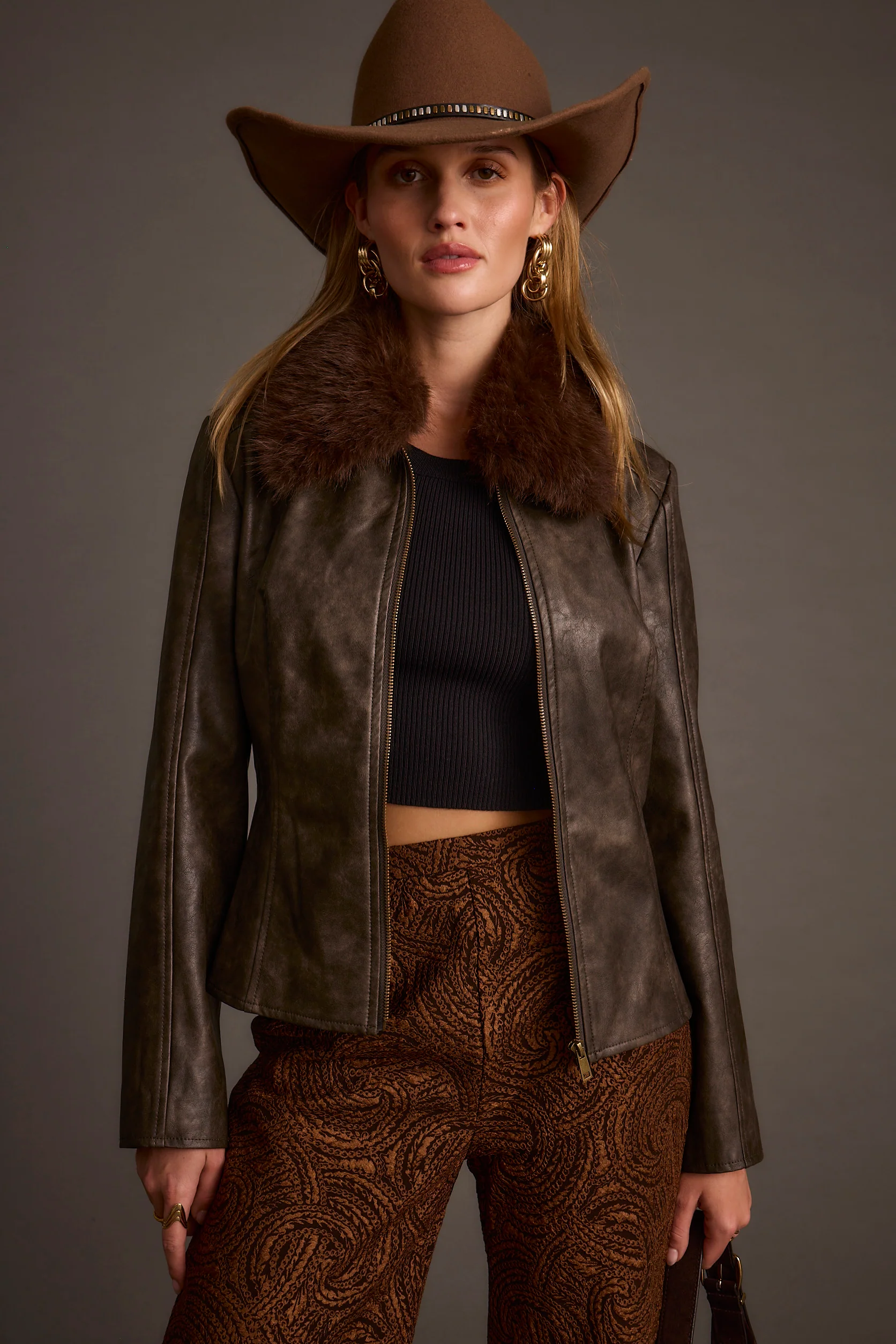 Beckett Espresso Vegan Leather Jacket - Image 2