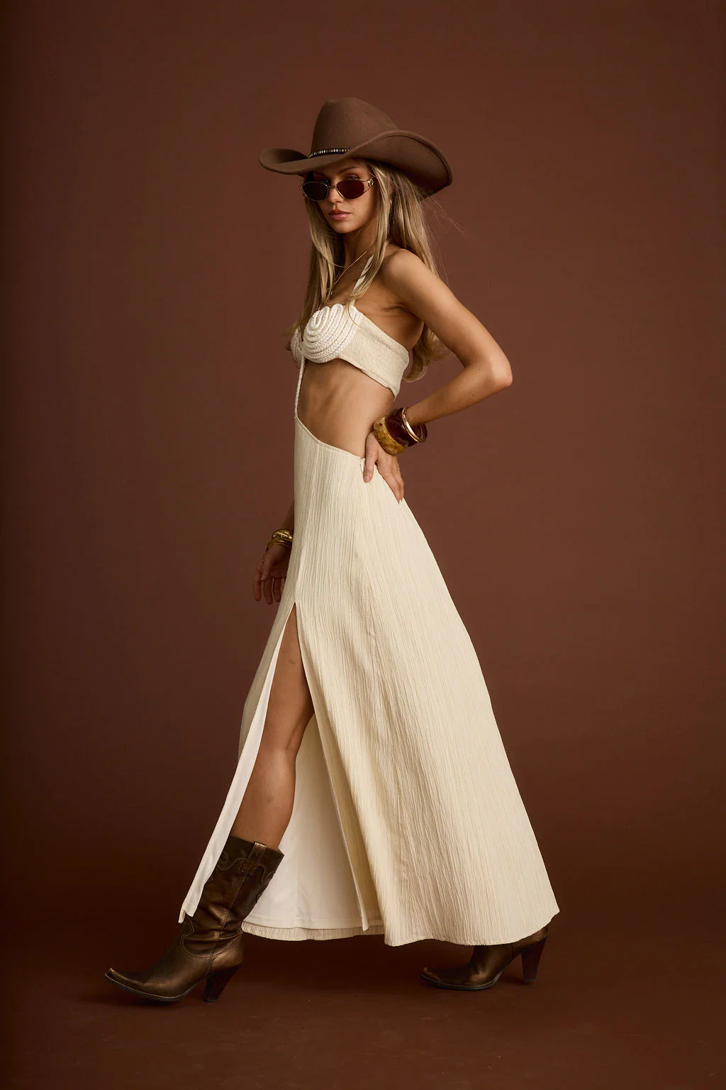 Bella Donna Cream Braided Maxi Dress - Image 3