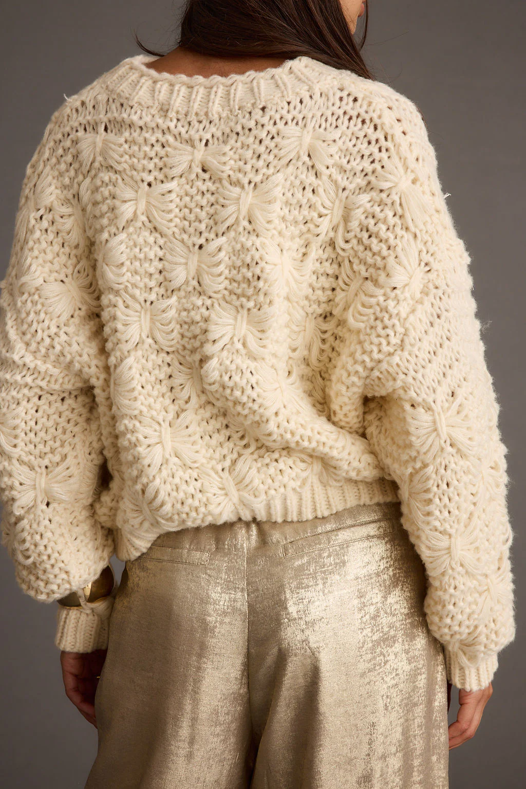 Bethany Cream Cable Knit Sweater - Image 2