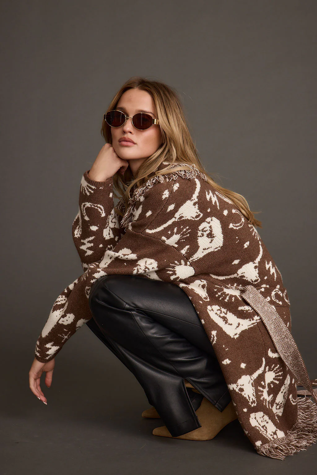 Big Sky Western Printed Fringe Cardigan - Image 5
