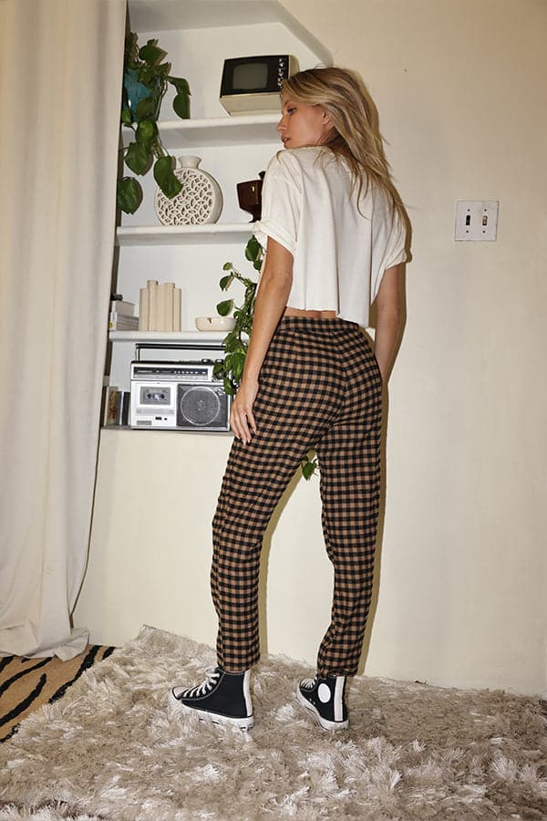 Bishop Tan Checkered Cropped Trousers - Image 4