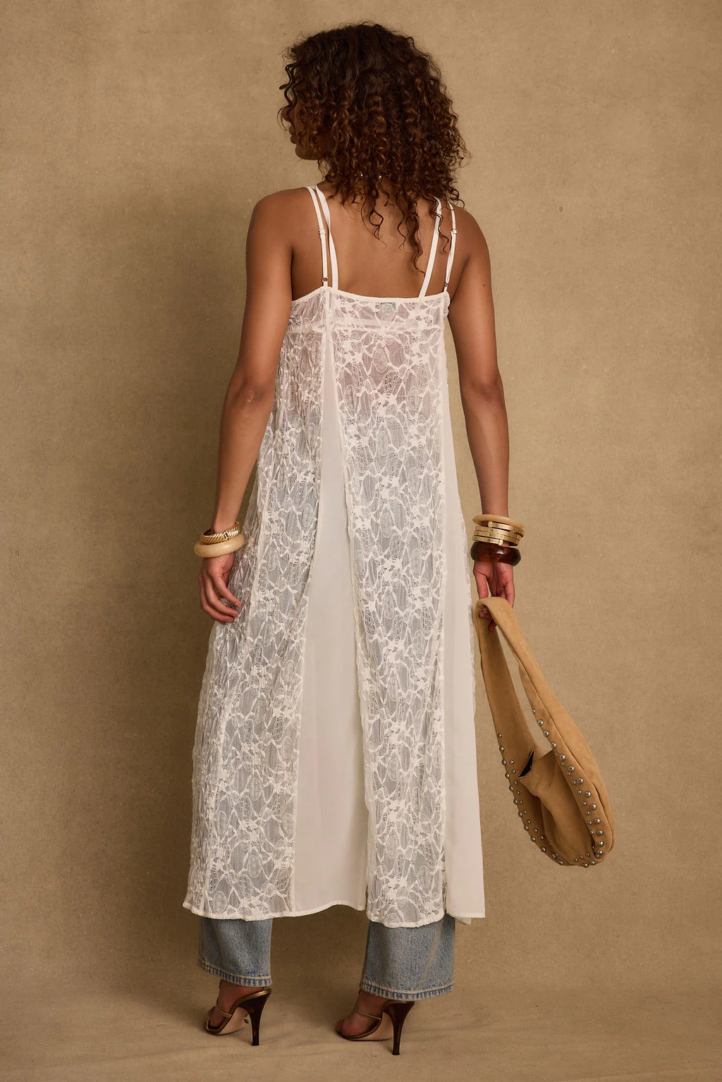 Blanca White Lace Longline Tank - Image 3