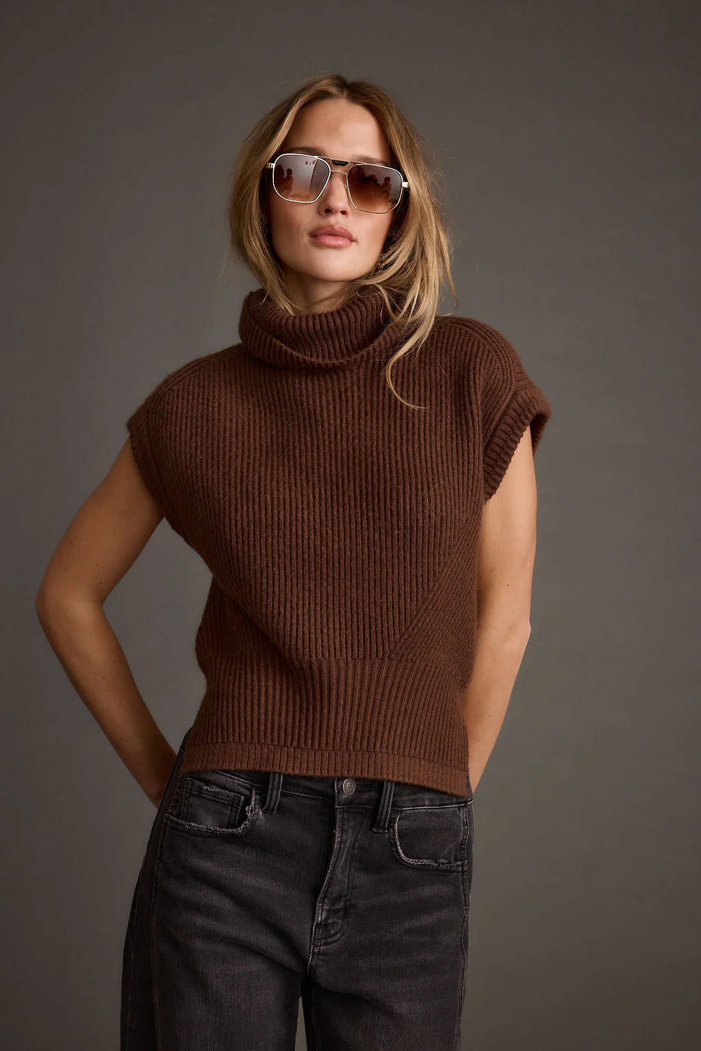 Boulder Brown Turtleneck Sweater Vest - Image 5