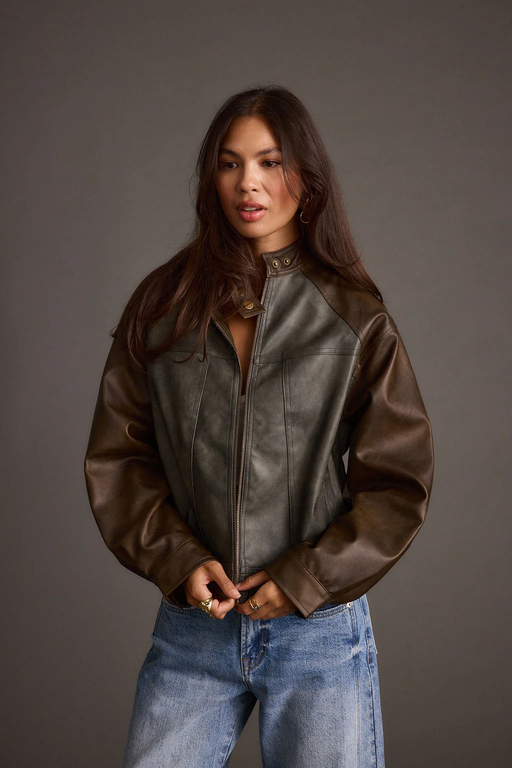 Bowery Color Block Moto Jacket - Image 3