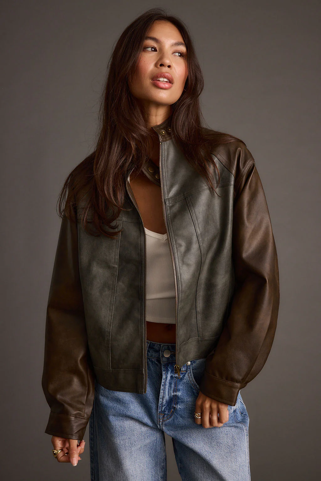 Bowery Color Block Moto Jacket - Image 8
