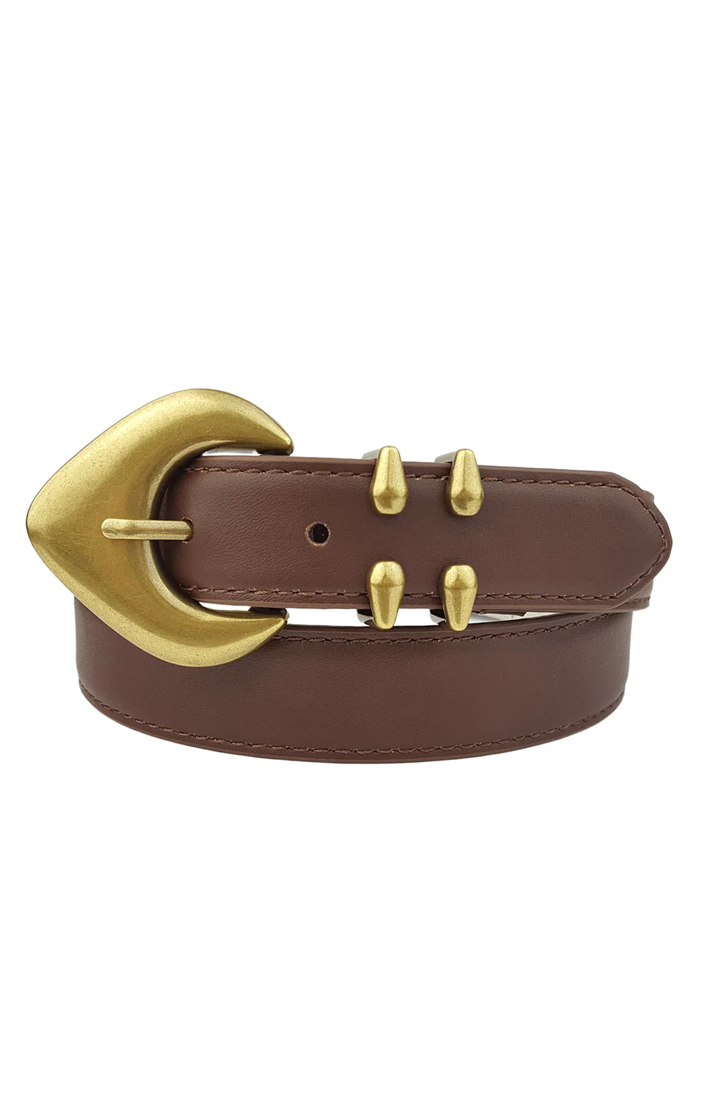 Bradbury Brown and Gold Vegan Leather Belt - Image 2